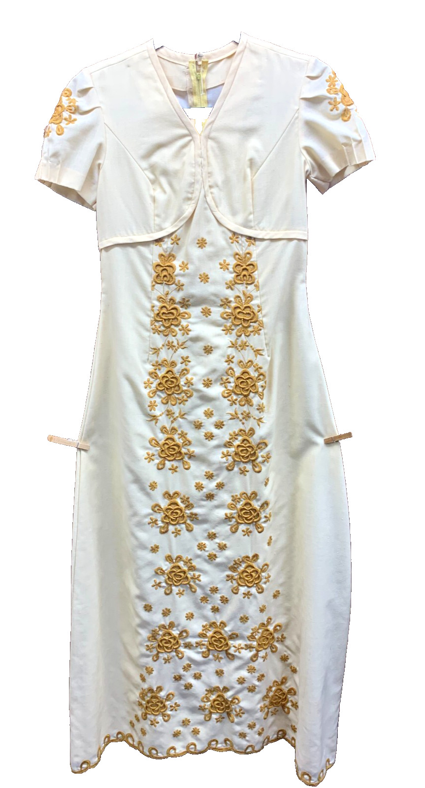 Vintage Eme Vet Philippines Ethnic Boho GORGEOUS Heavily Embroidered Maxi Dress