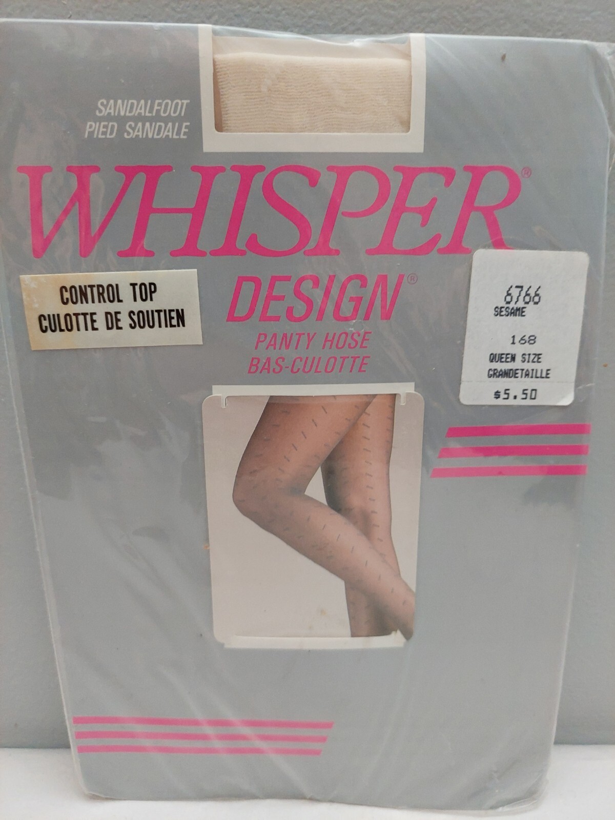 Vintage Pantyhose Very Rare Whisper Desing color Sesame Queen Size BMIX30