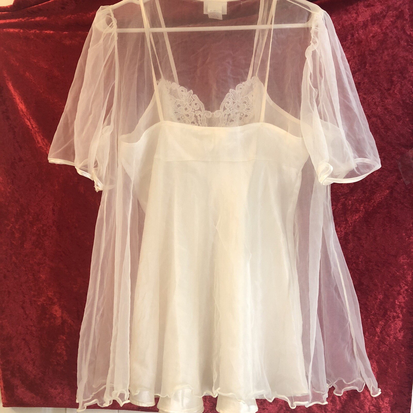 Intimo Amore Nightgown And Sheer Robe Vintage Size Small Ivory Negligee Chemise
