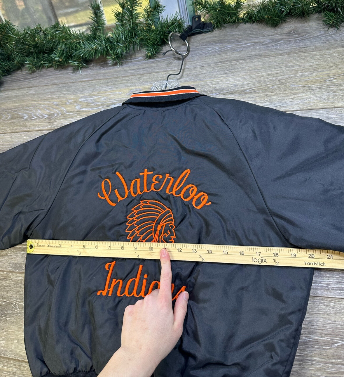 Waterloo Indians High School Satin Bomber Jacket Youth Large Don Alleson Vintage