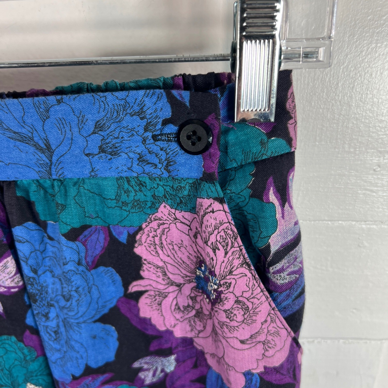 Cape Cod Match Mates Vintage Floral Midi Skirt Blue Purple Teal VTG Size 10 USA