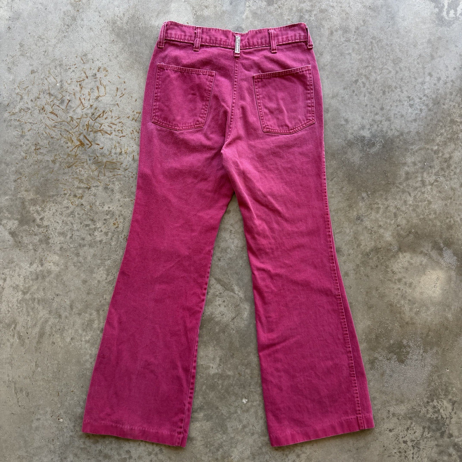 VTG Women’s 70s Burgundy Red Pink Front Patch Pocket Flared Pants 28 X 29