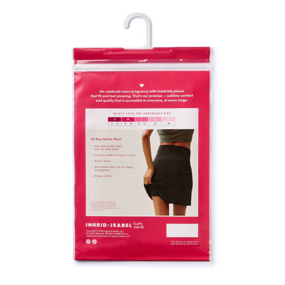 Ingrid & Isabel Everyday Maternity Active Skort – Black L