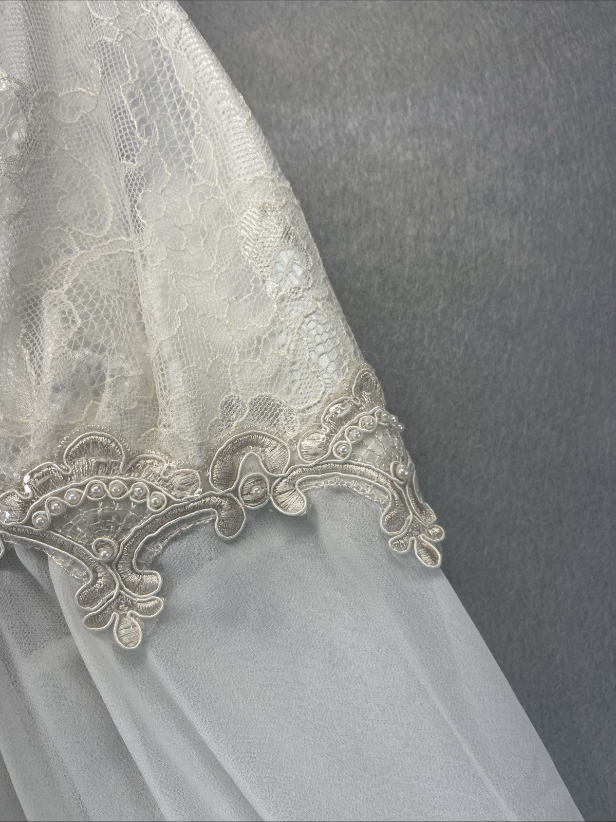 Linea Donatella Silky Sheer Embroidery Satin Lace Nightgown S Vintage Ivory