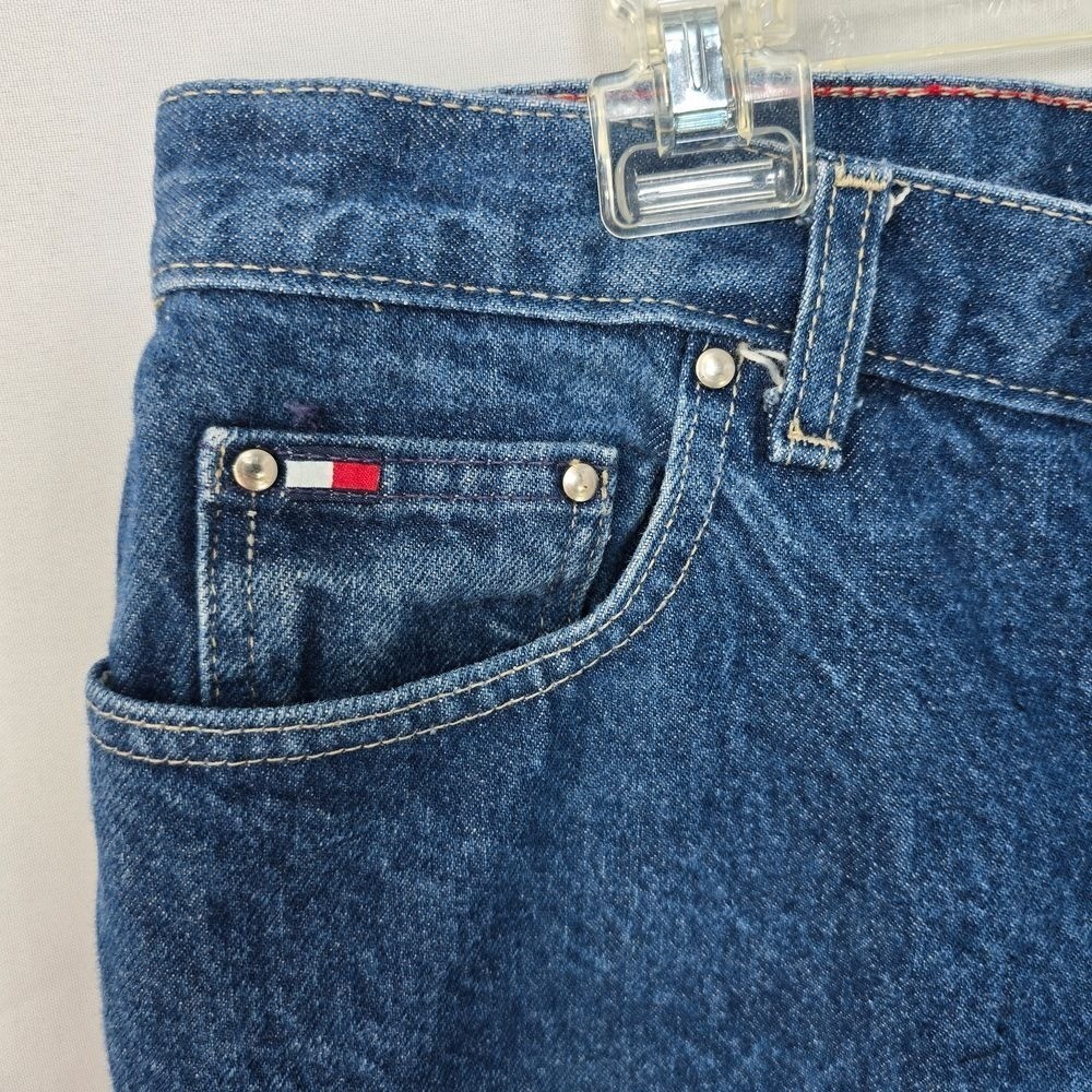 VTG Tommy Hilfiger Jeans Woman 16 Classic Dark Blue Denim High Rise Straight Leg