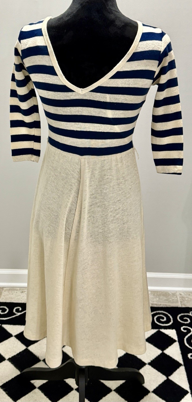 2 Vintage 1970s Women’s Navy & White/Off White Dresses