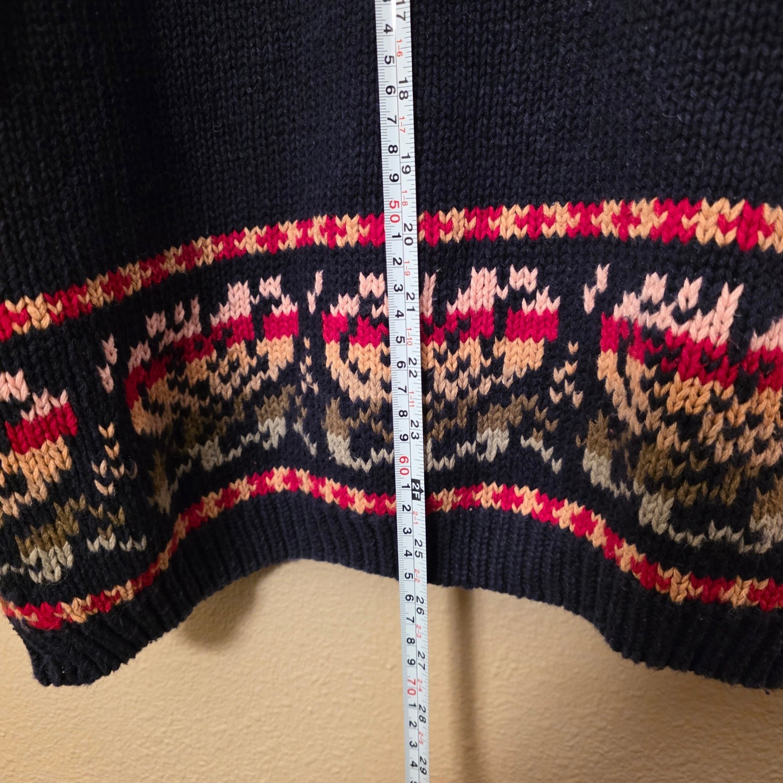 Stitches In Time Vintage Floral Paisley Knit Cardigan Navy Blue Granny Large