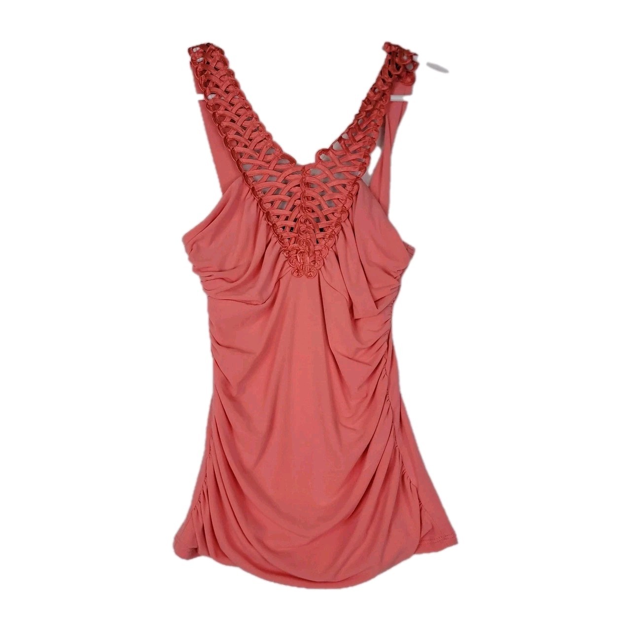 Peep Studio Vintage Coral Pink Crochet Back Tank Top Women’s Medium Y2K