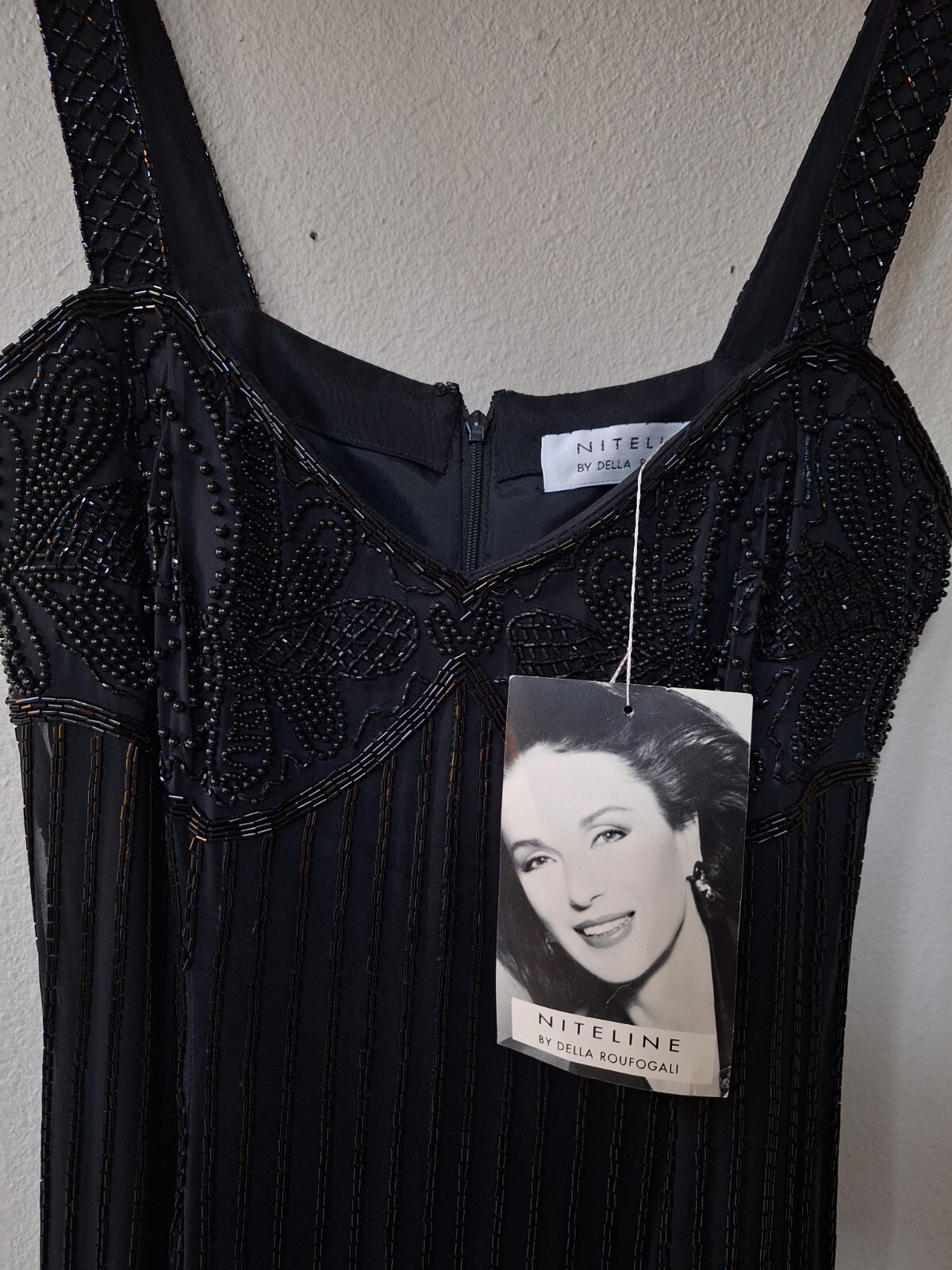 NWT Vintage Silk Niteline by Della Roufogali Beaded Gown Womens size 8