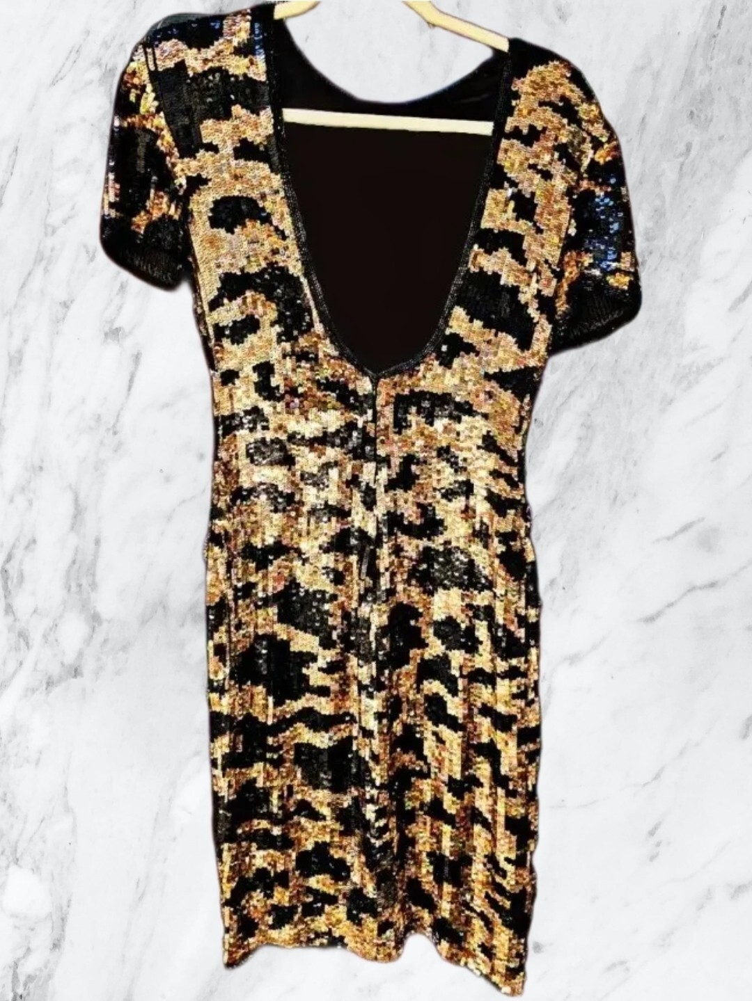 Y2K Dress Womens (Size P) Naeem Khan Riazze Boutique Holographic Gold Black