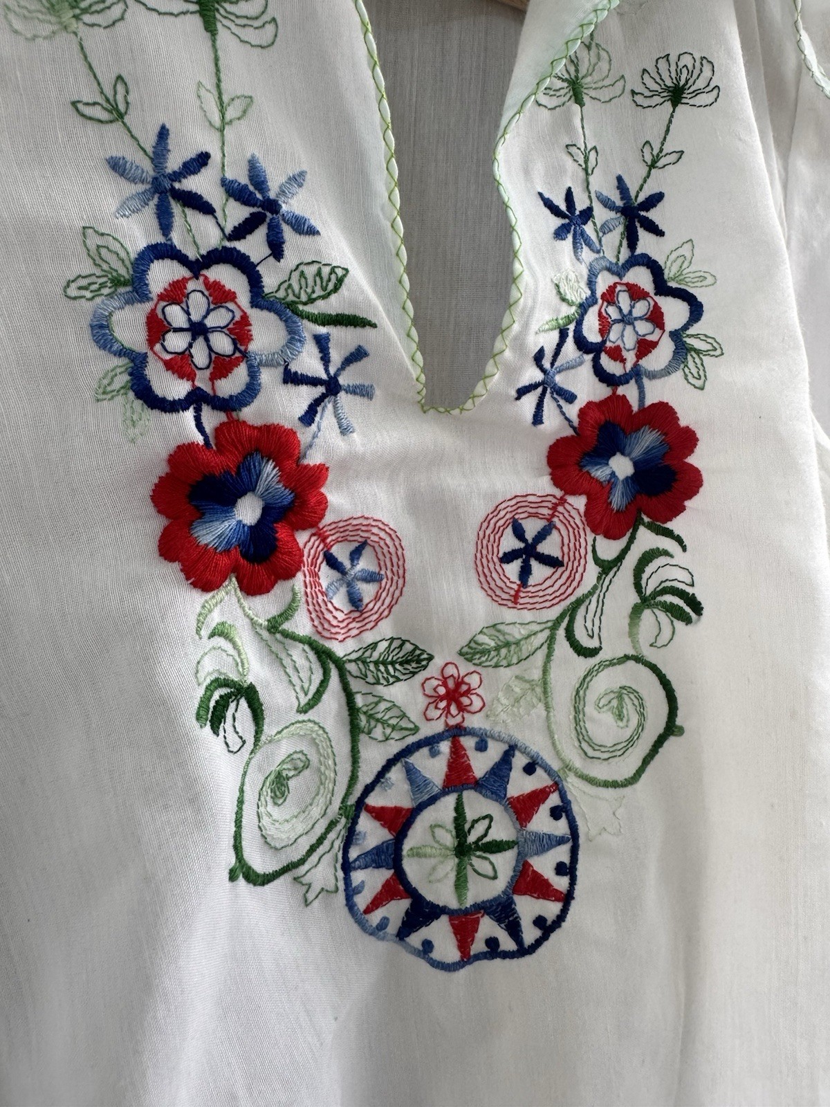 1960s/70s Vintage Embroidered Greek Folk Blouse Peplum Tunic XS/S/M