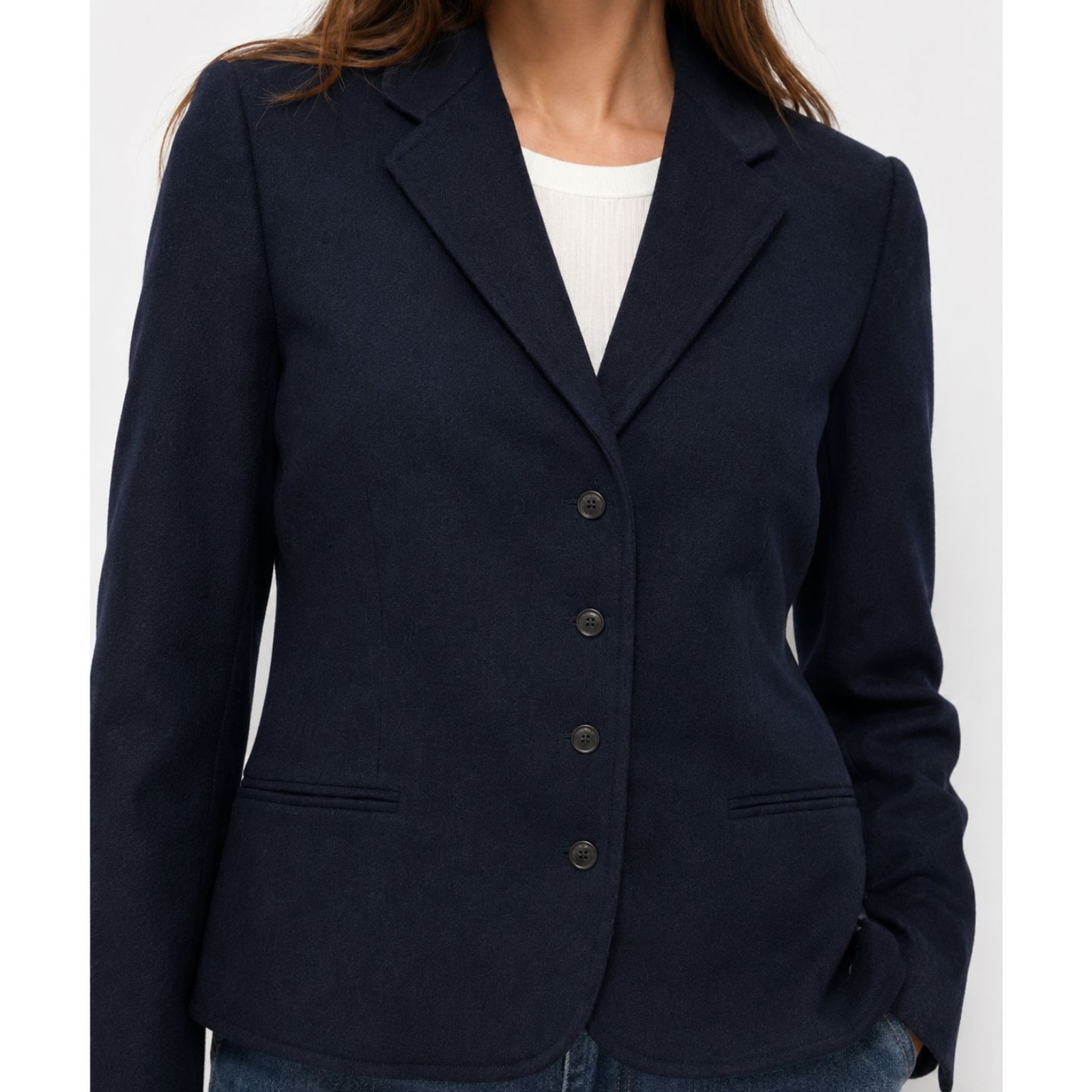 VTG Country Suburbans Navy Wool Blend Blazer Jacket Women 12 USA Classic Career