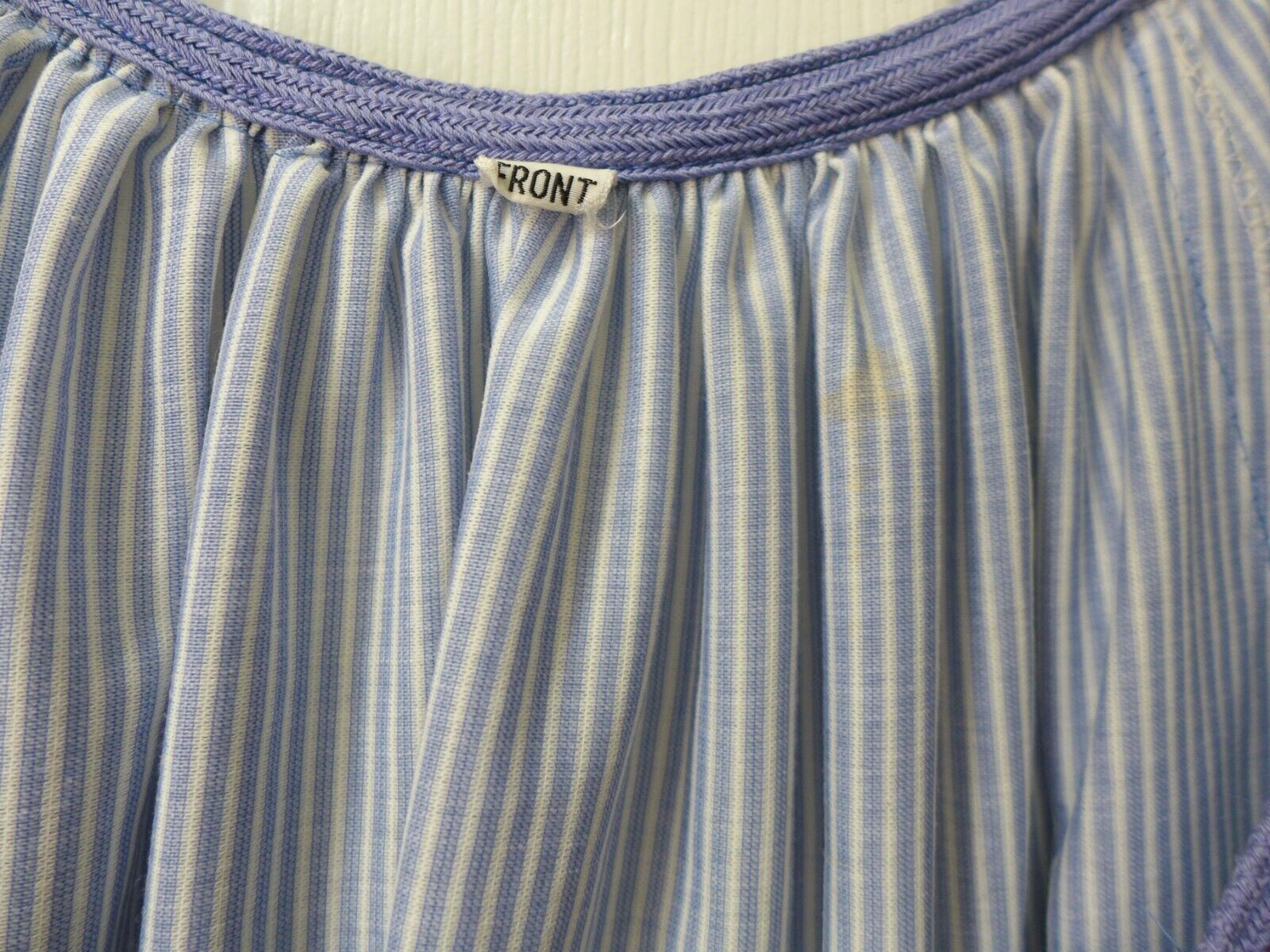 Vintage 1970’s Gil Aimbez Genre Blue White Striped Cotton Purple Braid Dress 6