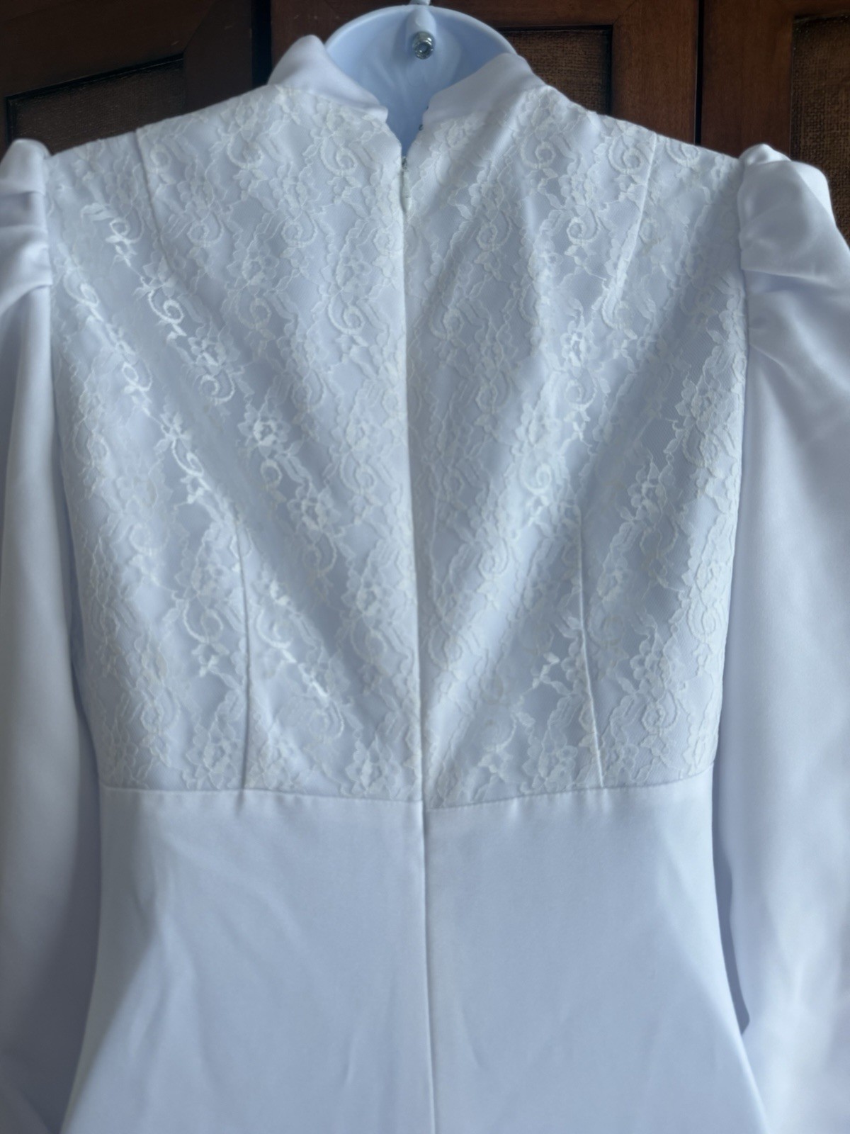 Handsewn 70s Prairie High Neck Wedding Dress Long Puff Sleeves Fits S Train