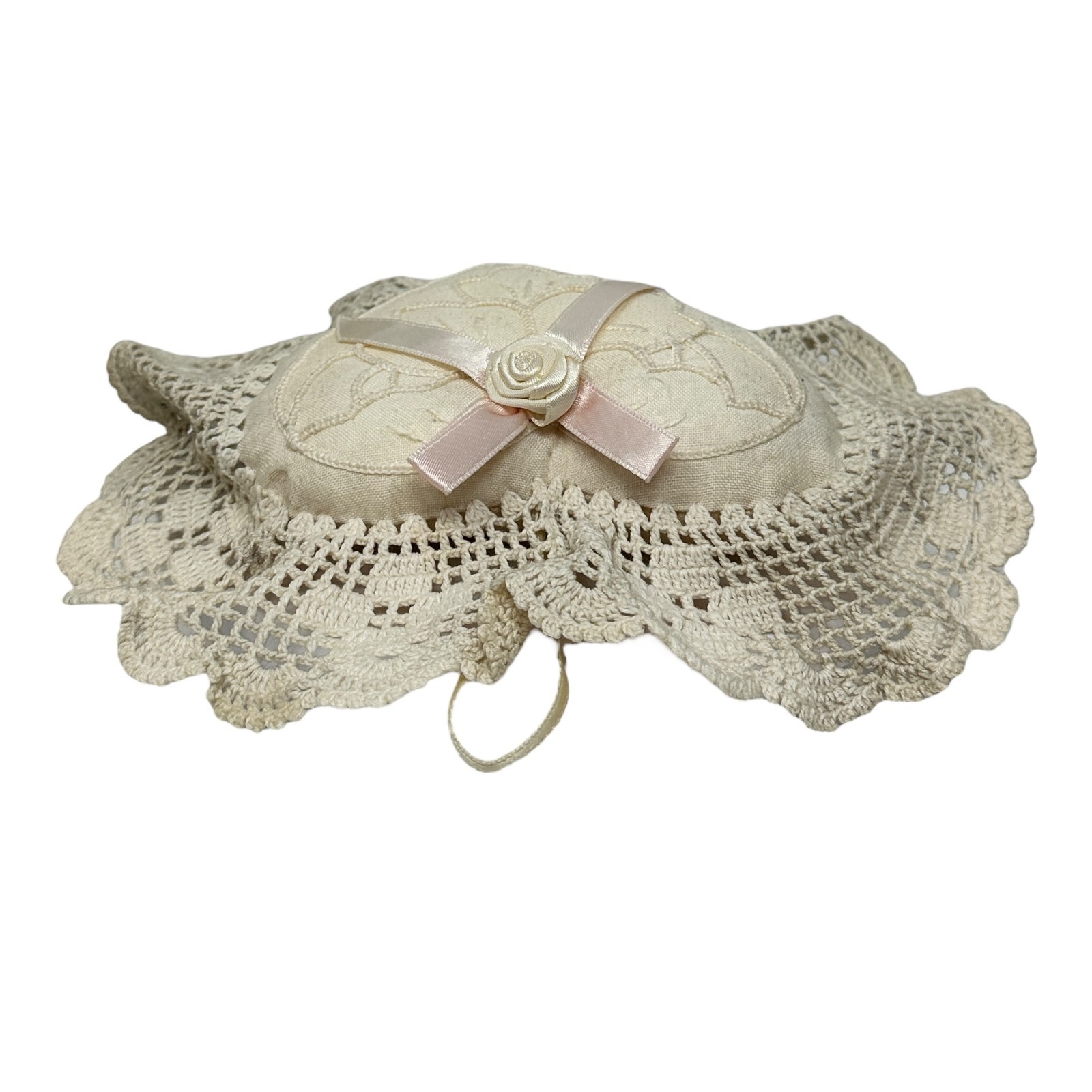 Vintage Victoria’s Secret Crochet Lace Heart Sachet Pillow Ornament 7.5″ RARE