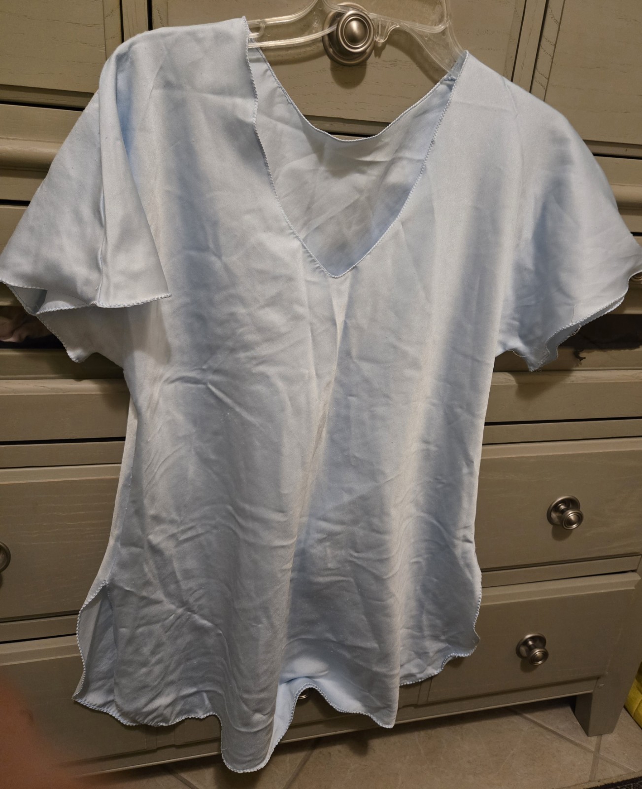 Vintage Ralph Montenero For Blanche Size L Short Baby Blue Night Gown–Used!
