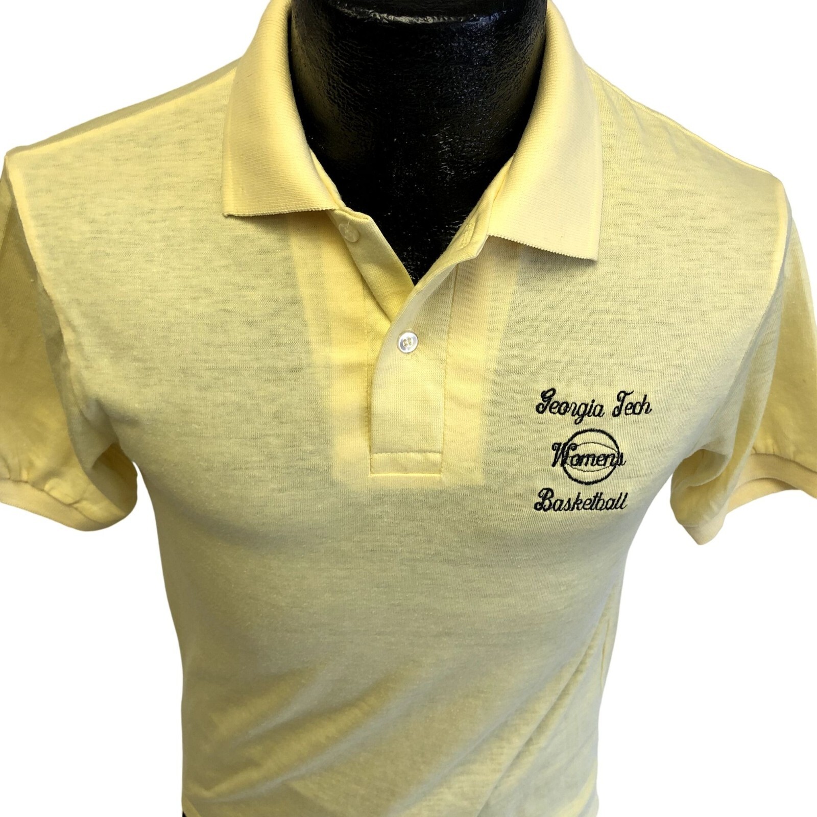 Vtg 70 80’s Hanes Yellow Georgia Tech Womens BASKETBALL Coaches Polo 50/50 Shirt