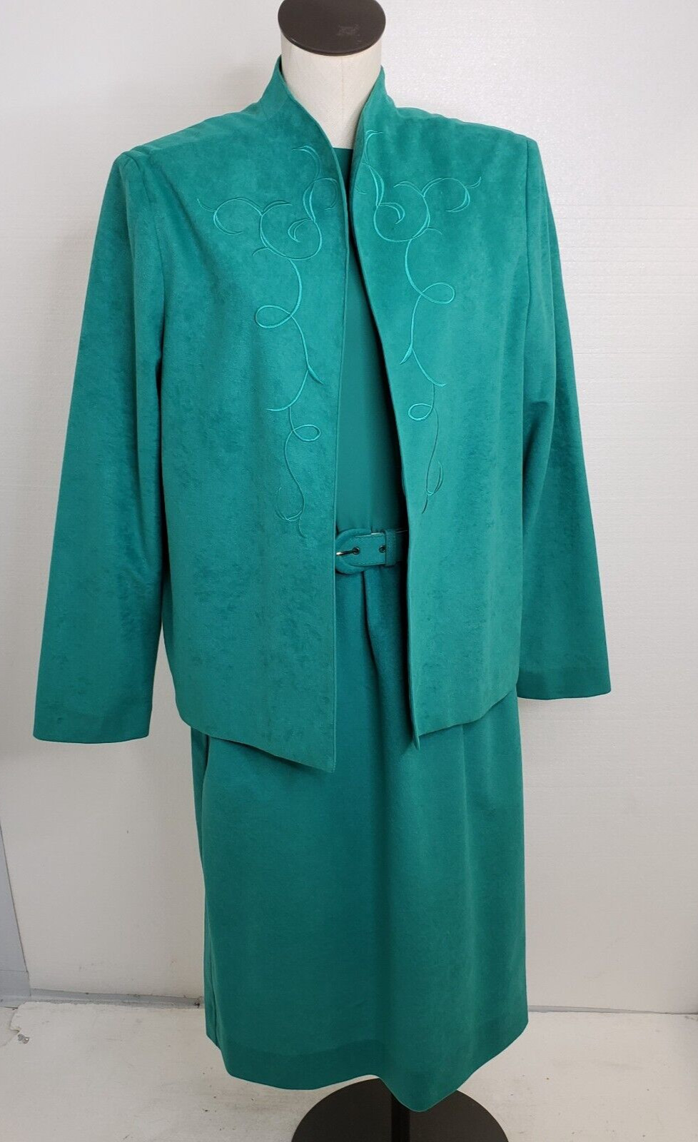 Vintage Willi 2 Pc Jacket/Dress Set With Belt Green Size 14