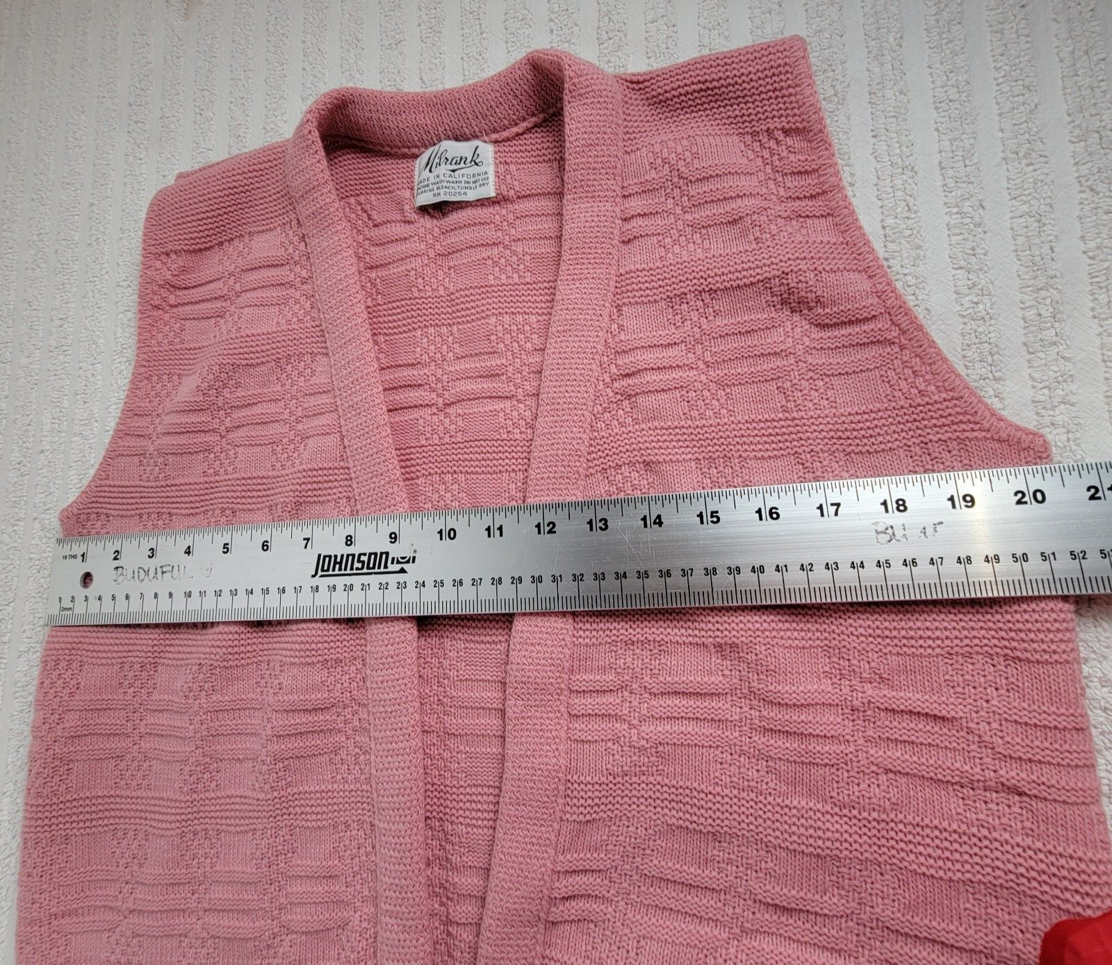 Vintage Milrank Vest Womens Pink Knit Cardigan Sweater Open Front Pockets USA