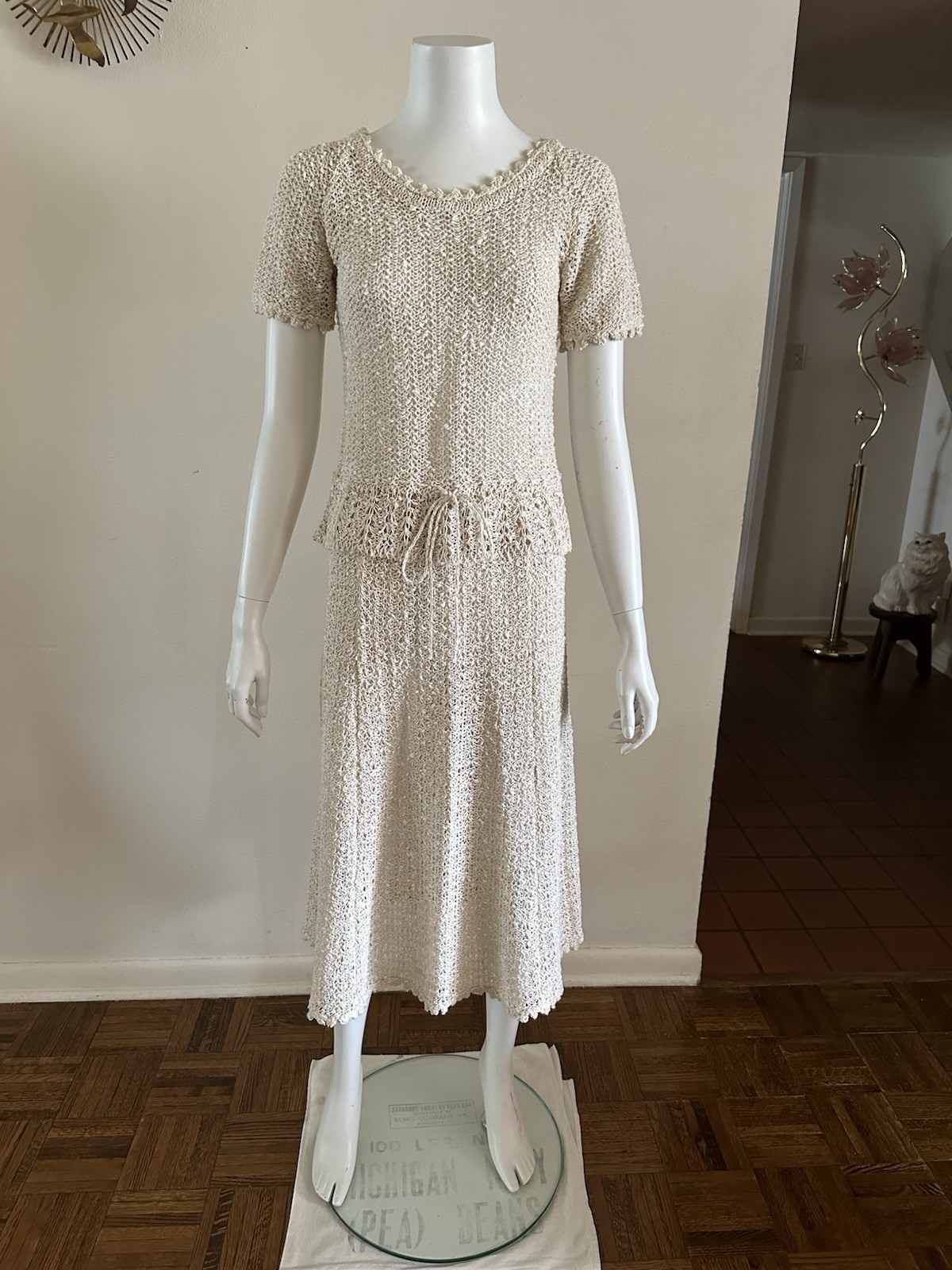 1970s A Pallas Original Hand Loomed Irish Linen Knit [Dress/Skirt/Set] Boho VTG