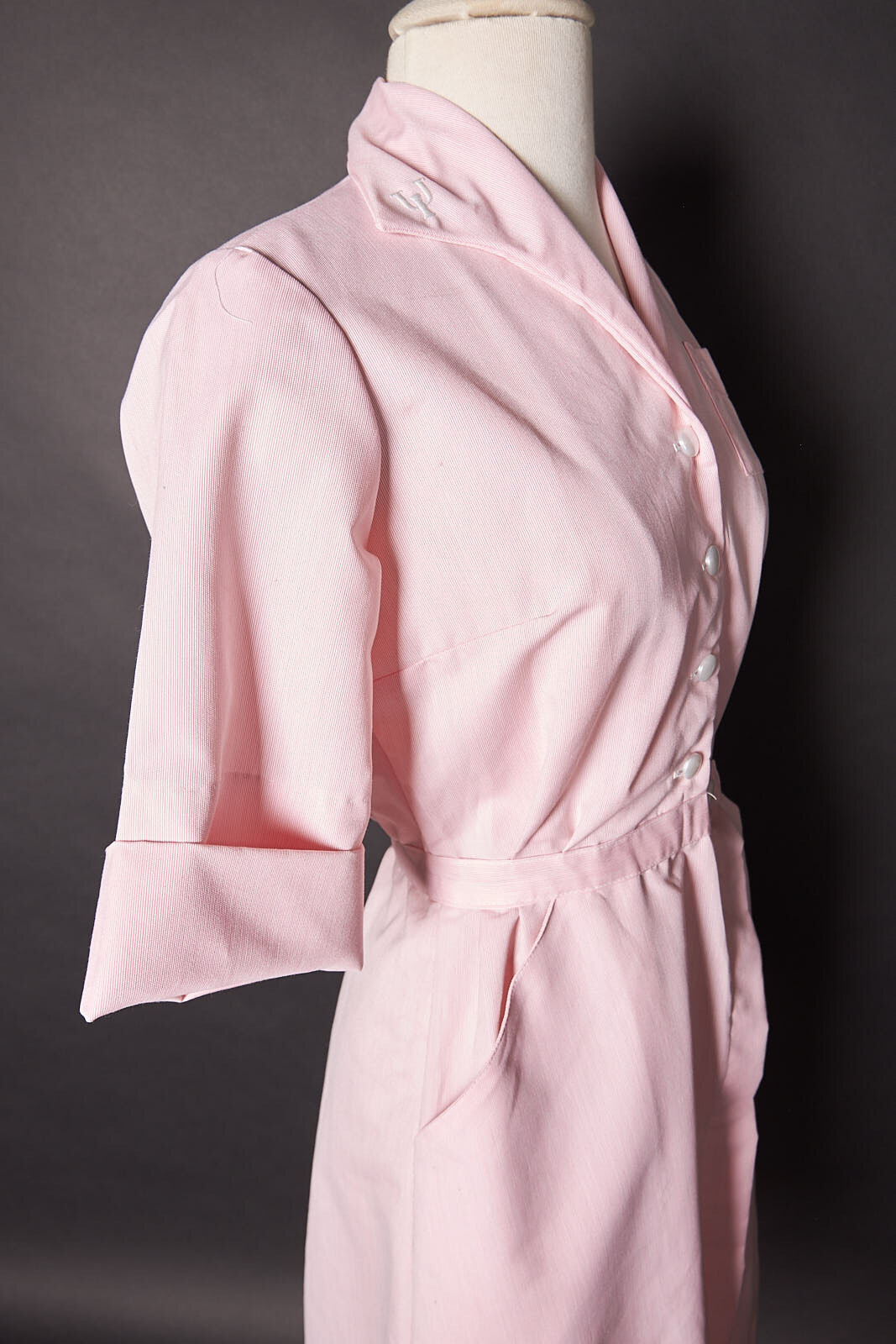 1970s Pink Candy Stripper Nurses Dress Uniform