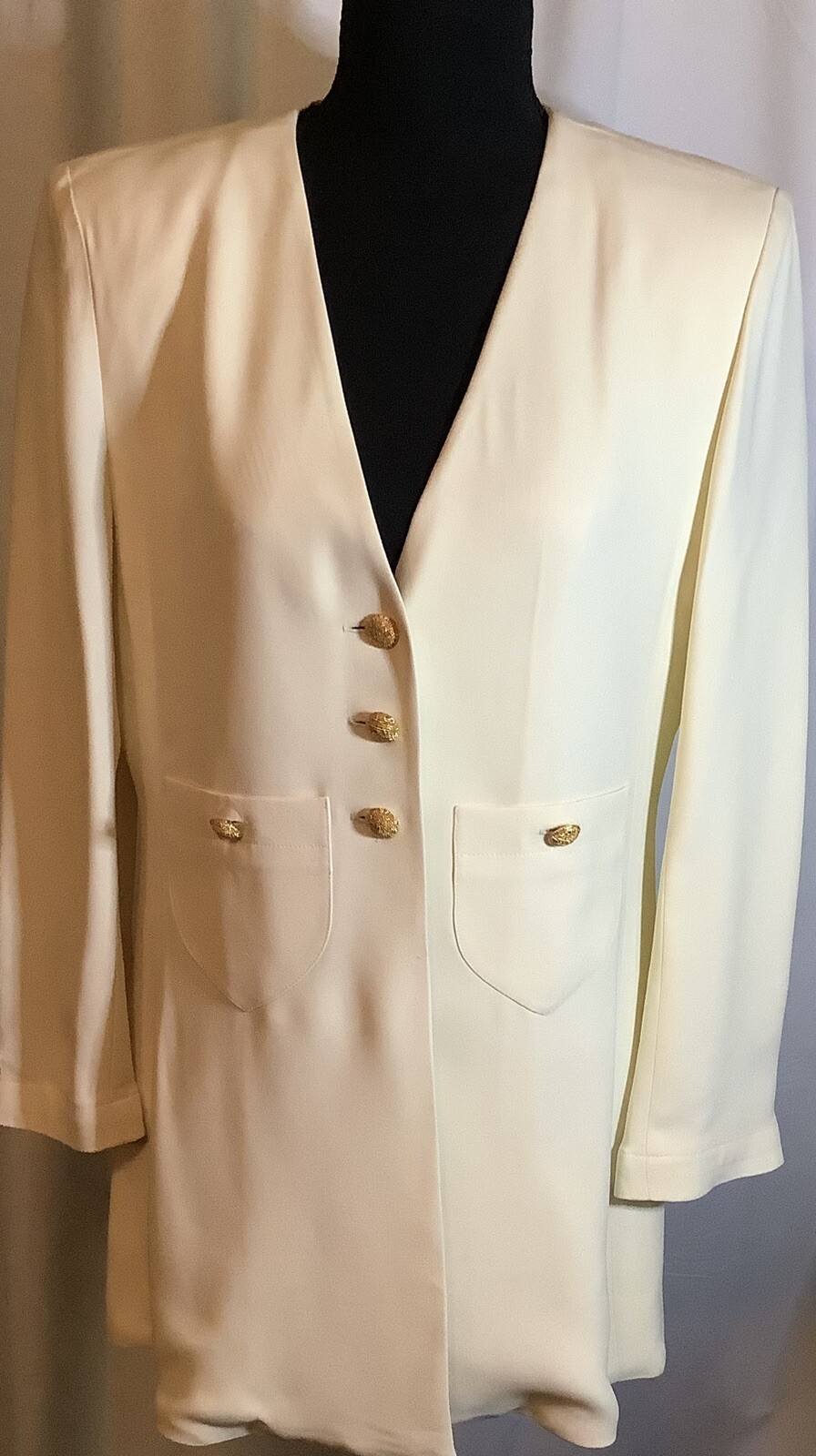 Sonia Rykiel 3 Button Blazer, Cream /Gold Tone Buttons, Sz.40- Sz Medium, Paris