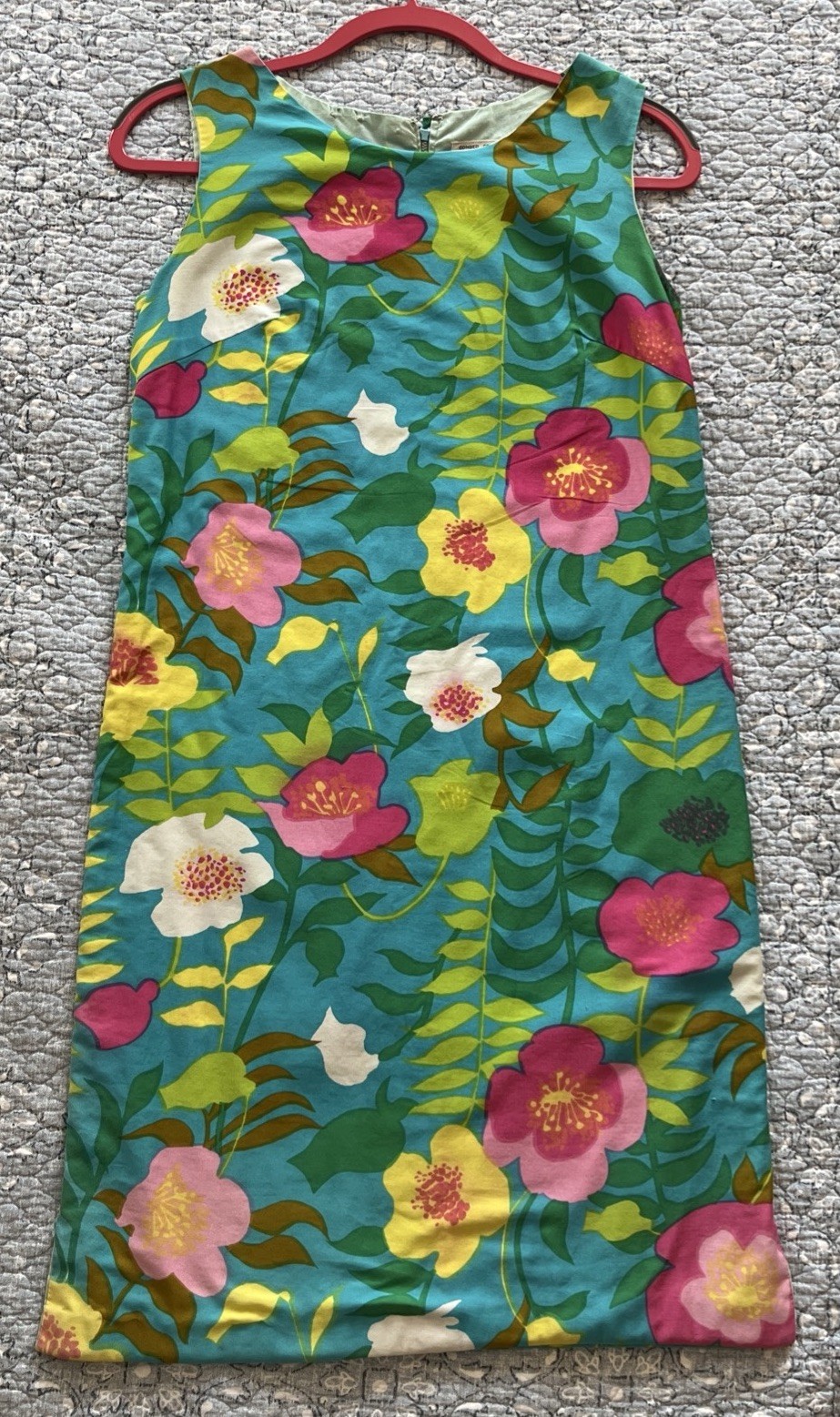 VTG 1960s Screen Printed Floral Shift Dress Size XS Made in Japan Retro Mod Gogo