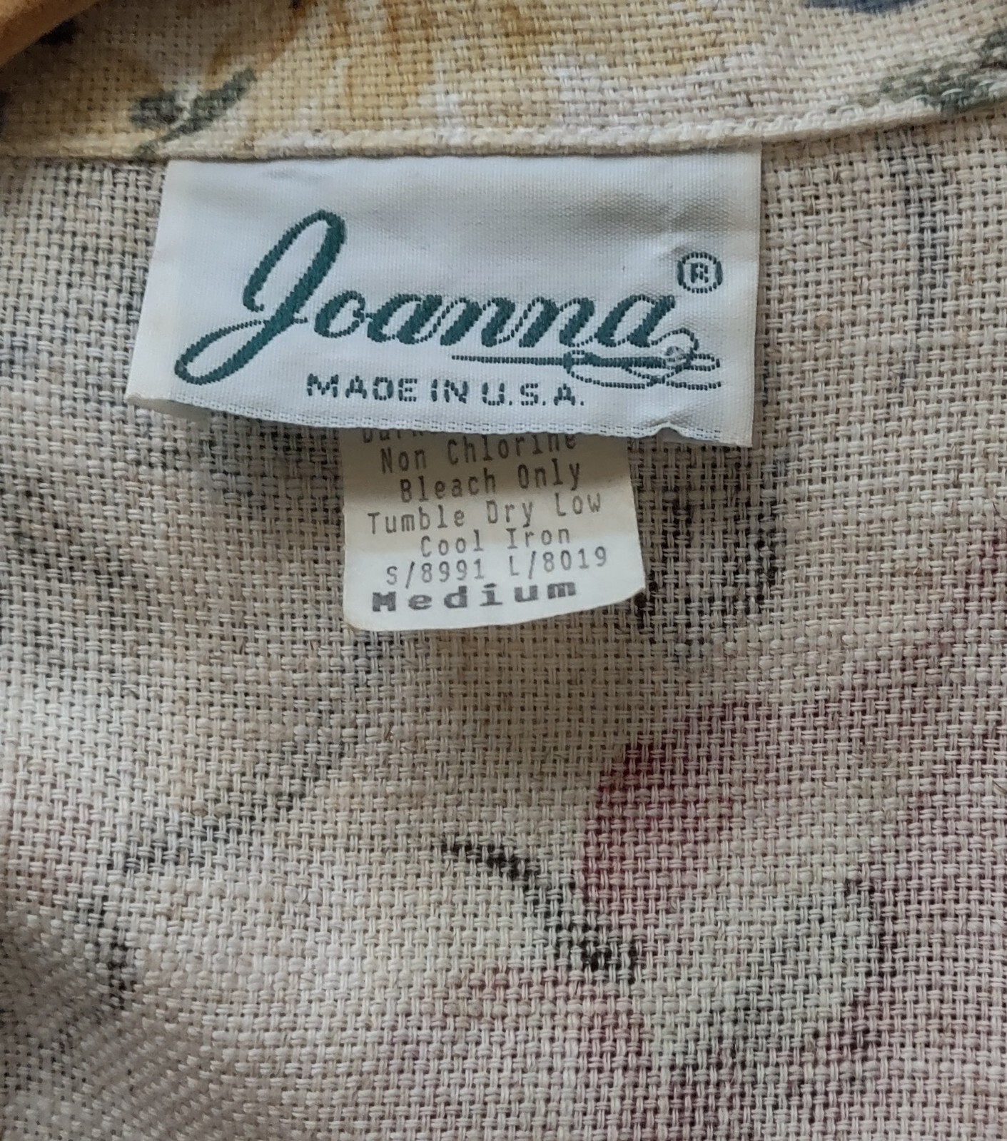 Vintage 80’s Joanna Floral Flax Blend One Button Cottagecore Blazer M