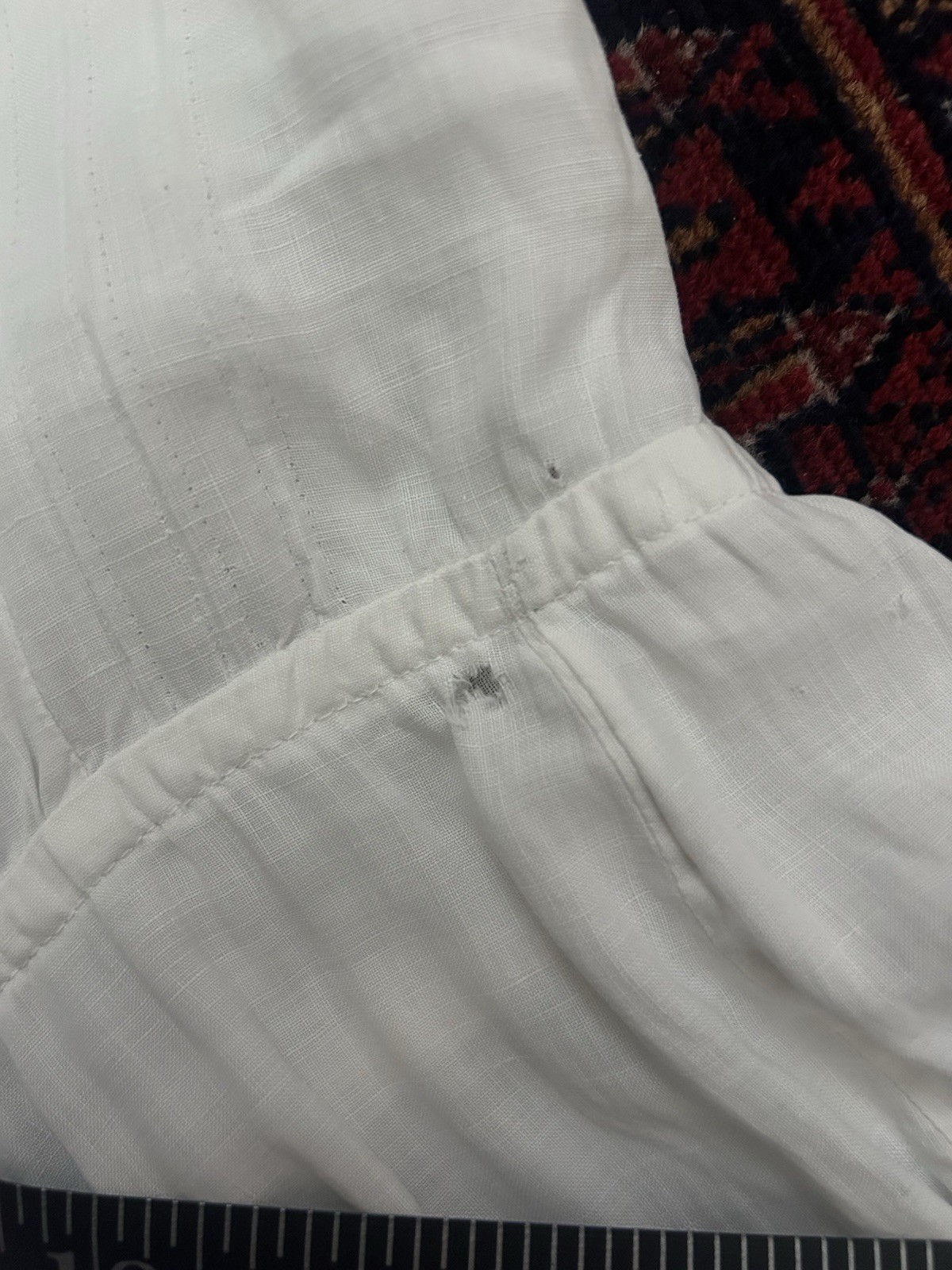 Edwardian White Cotton Voile Tea Dress Embroidered Long Sleeve Vintage Sz L