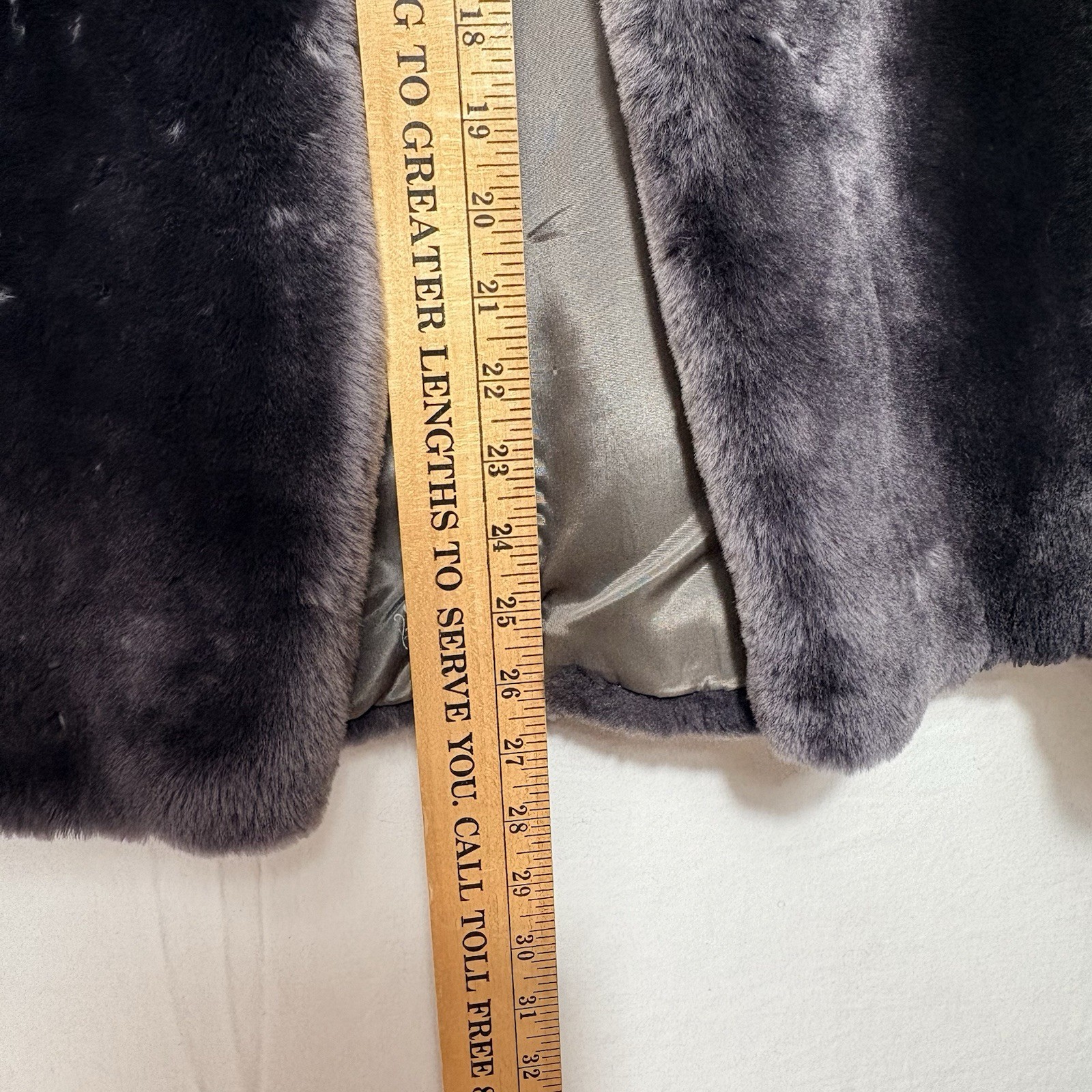 VTG Kerrybrooke Sears Faux Fur Jacket Gray Plush Coat Mob Wife Glam M/L