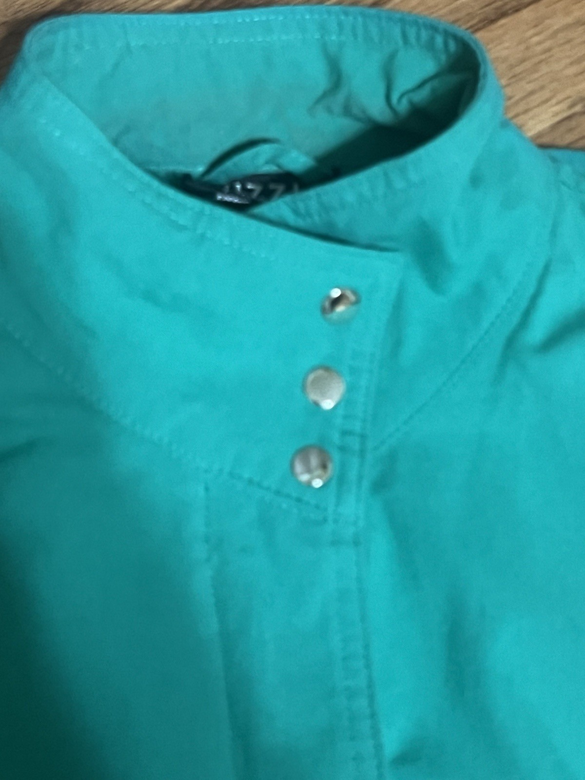 Vintage 80s UZZI Teal Jacket Women’s M Batwing Dolman Sleeve Snap Front Retro