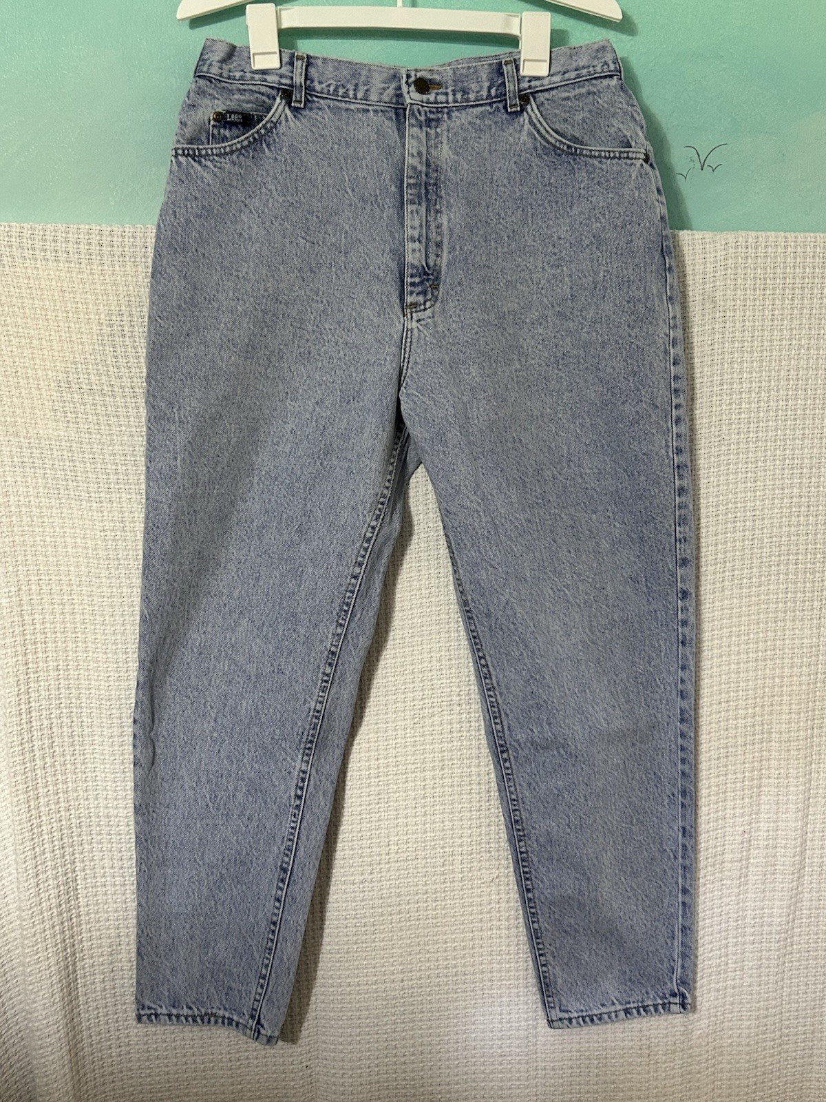 Vintage 80s 90s Stone Washed High Waisted Tapered Leg Lee Mom Jeans 16 18 Womens