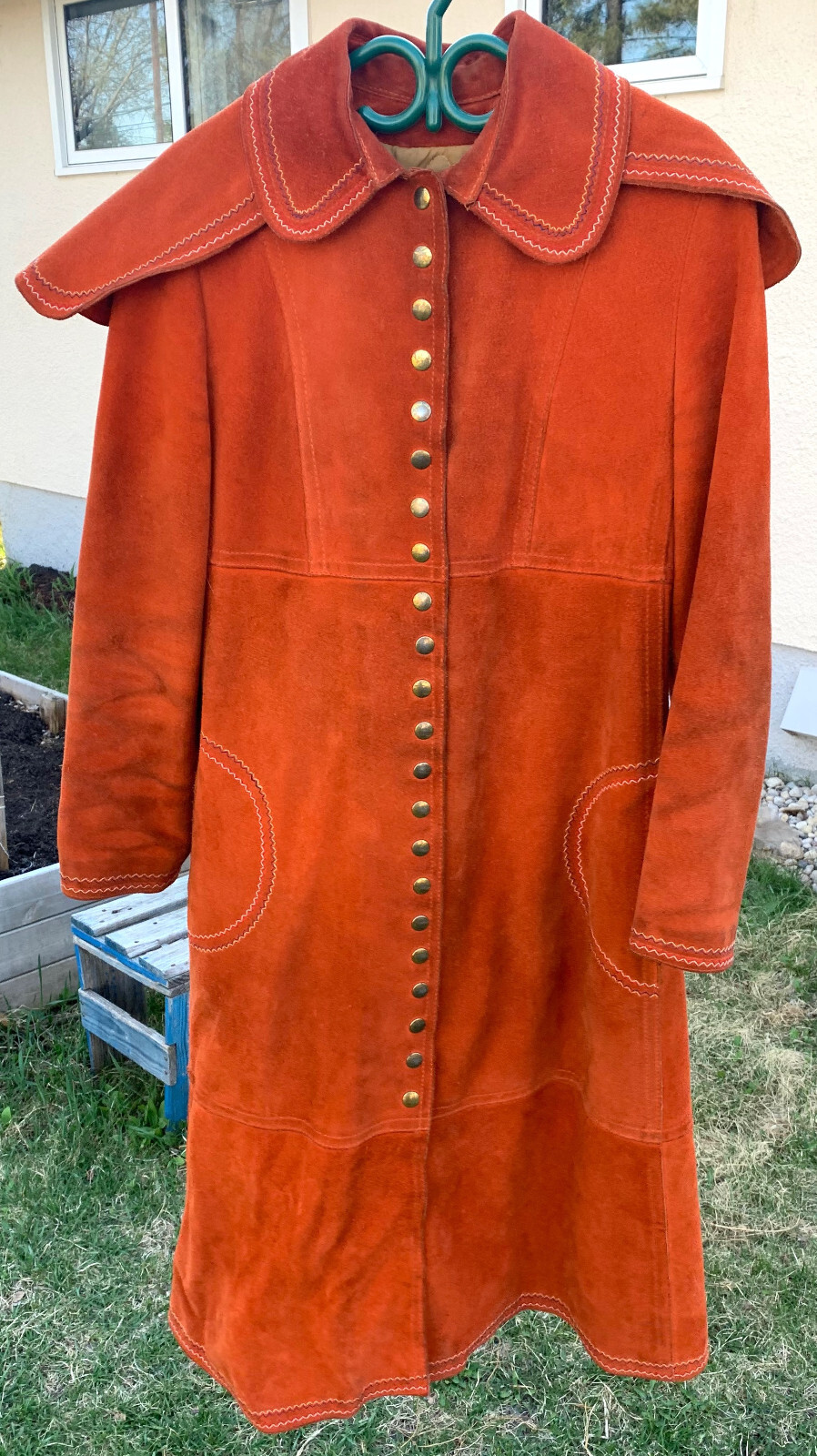 Vintage 70’s Gassy Jack Heavy Orange Suede Duster Women’s Coat