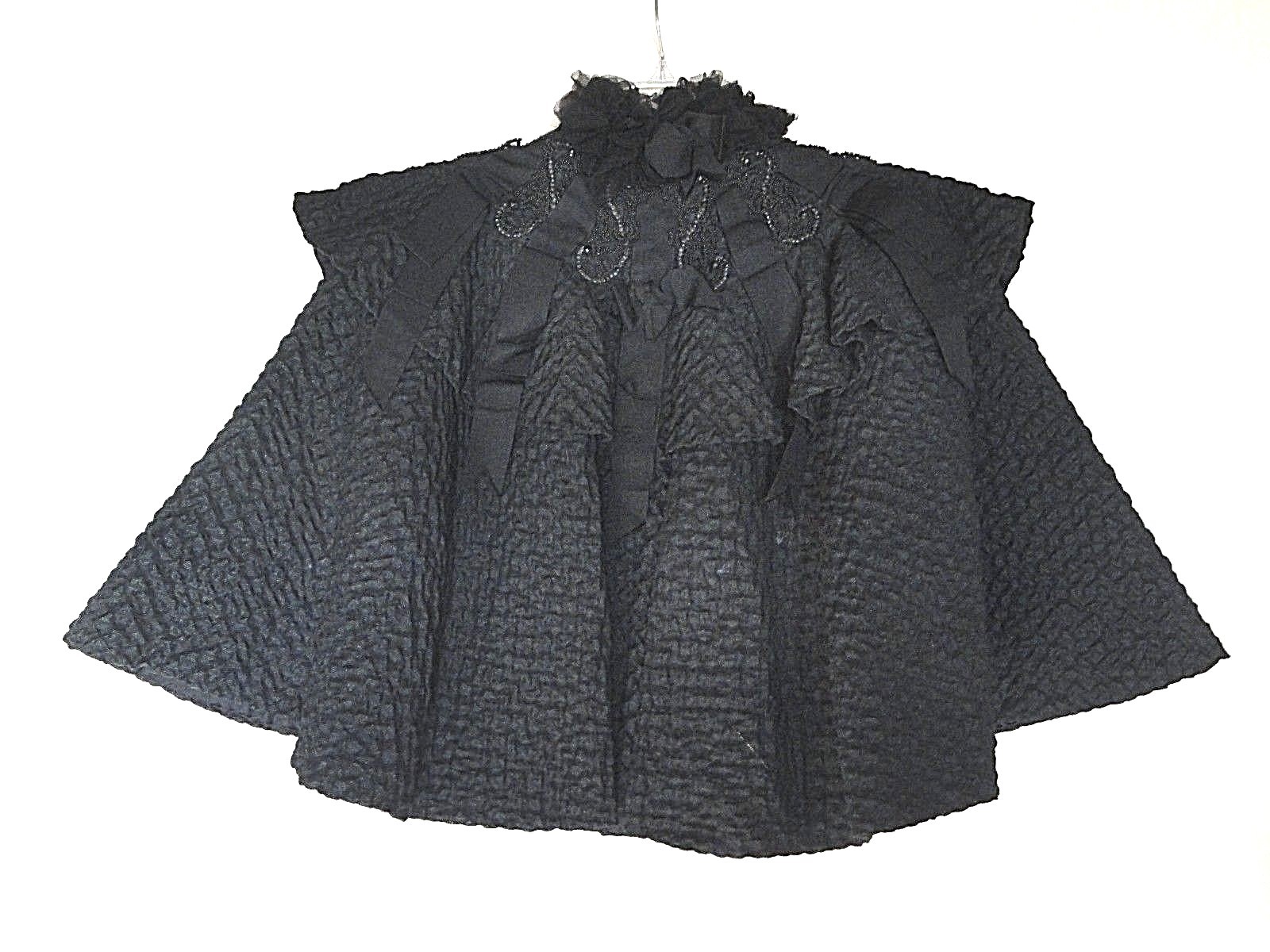True Vintage Victorian Beaded Black Circular Cape Capelet