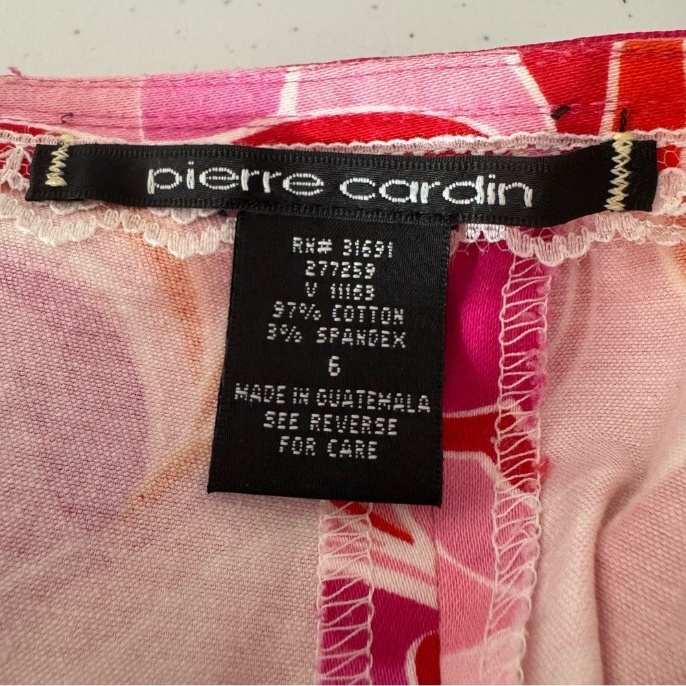 Vintage Pierre Cardin A-line Floral Pink Skirt Pleated Front Back Zip Sz 6