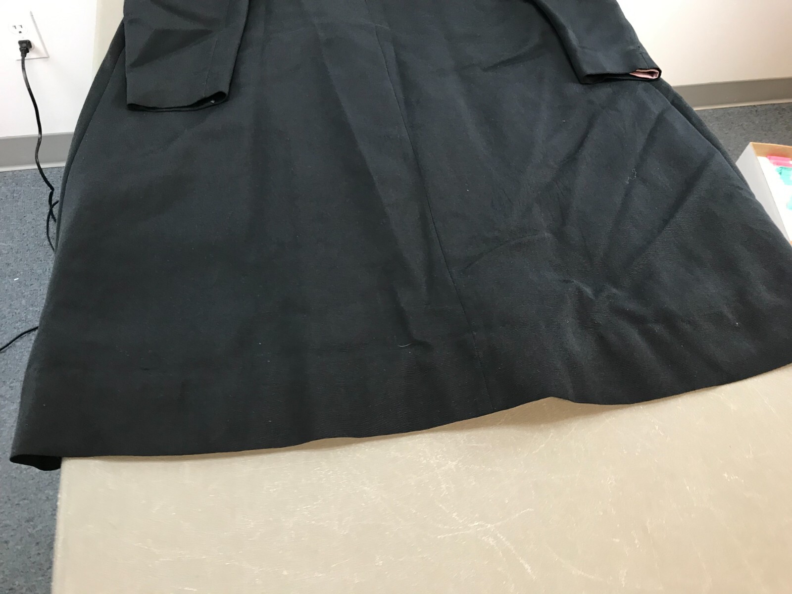vintage Blue Black Coat Wrap (No Buttons) Size Small – Medium 24″ wide 39″ long