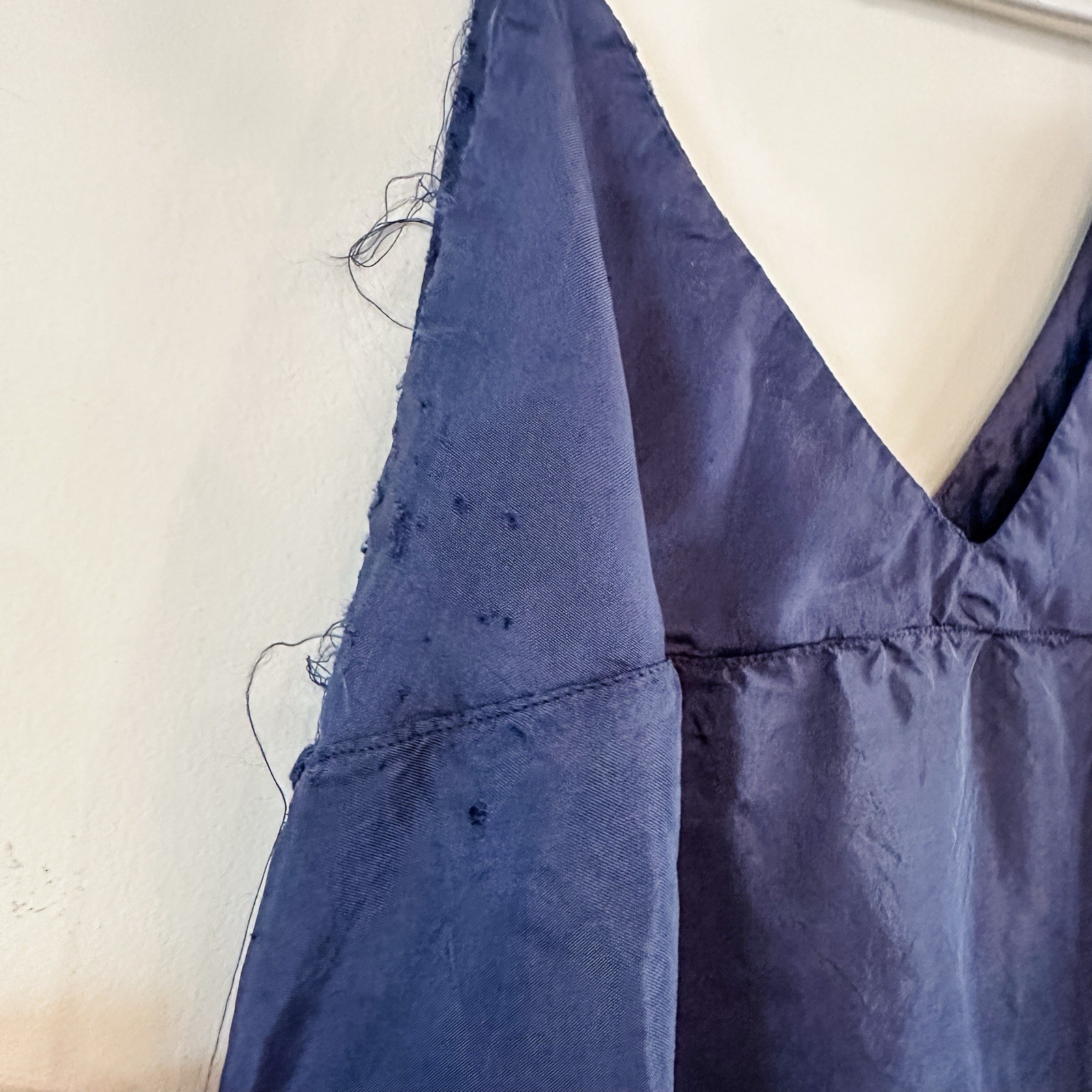 VTG 1940’s Ladies Satin Navy Blue Nightgown Slip Lingerie Large No Tags