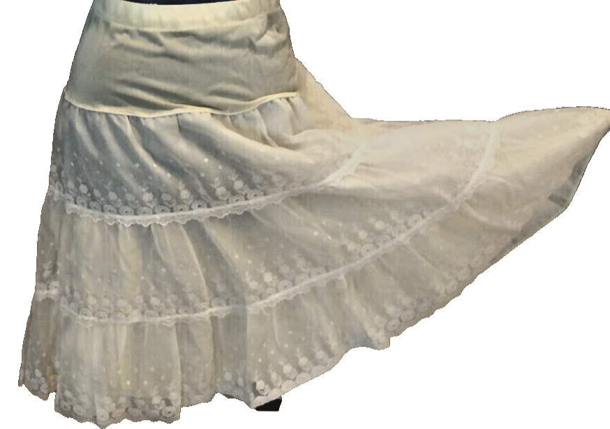 Vintage Ivory 50s Silky Nylon & Lacy Taffeta Jive Rockabilly Half Slip Petticoat