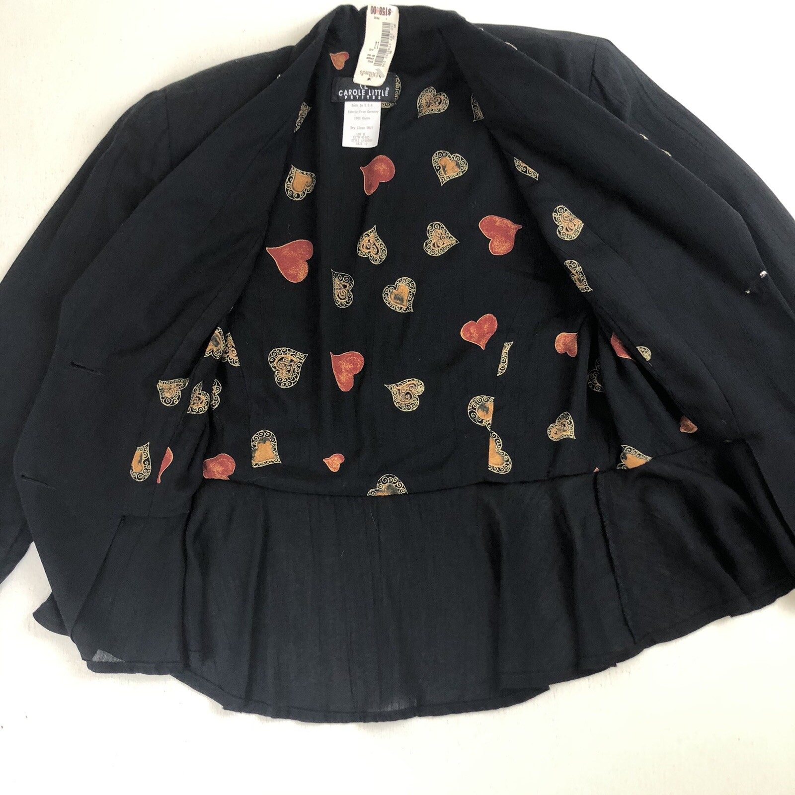 Vtg 90s Carole Little Blazer Jacket Sz 12 Hearts Roses Paris Love New Old Stock