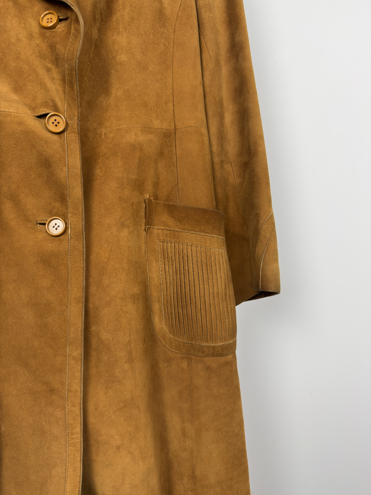 Vintage LOEWE Suede Trench Coat Leather 1970s /1980s Size FR 42 / Caramel Ochre