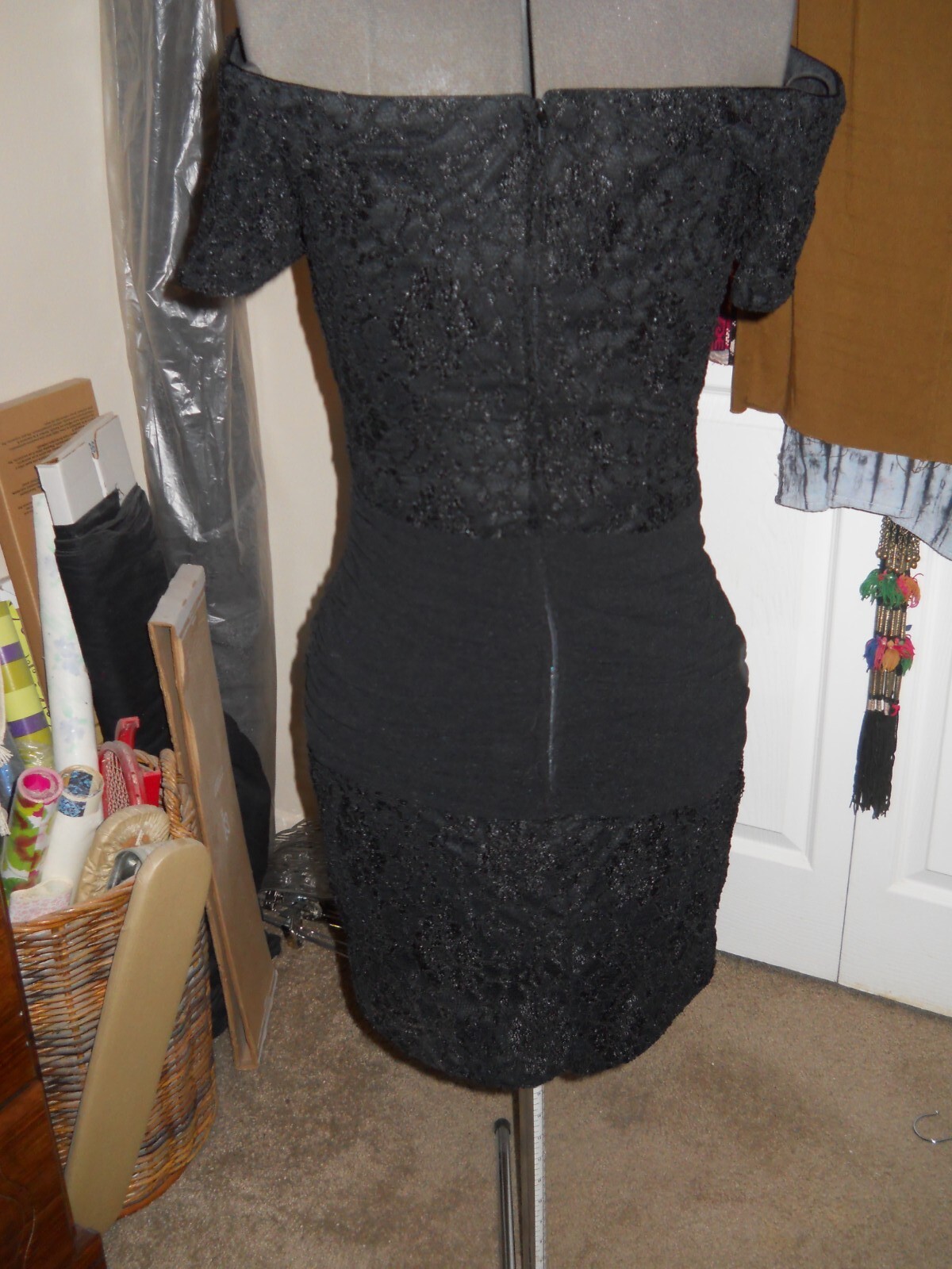 Vintage 90s L.A. Glo  *THE* Little Black Dress Off-Shoulder Wiggle Sheath 11/12