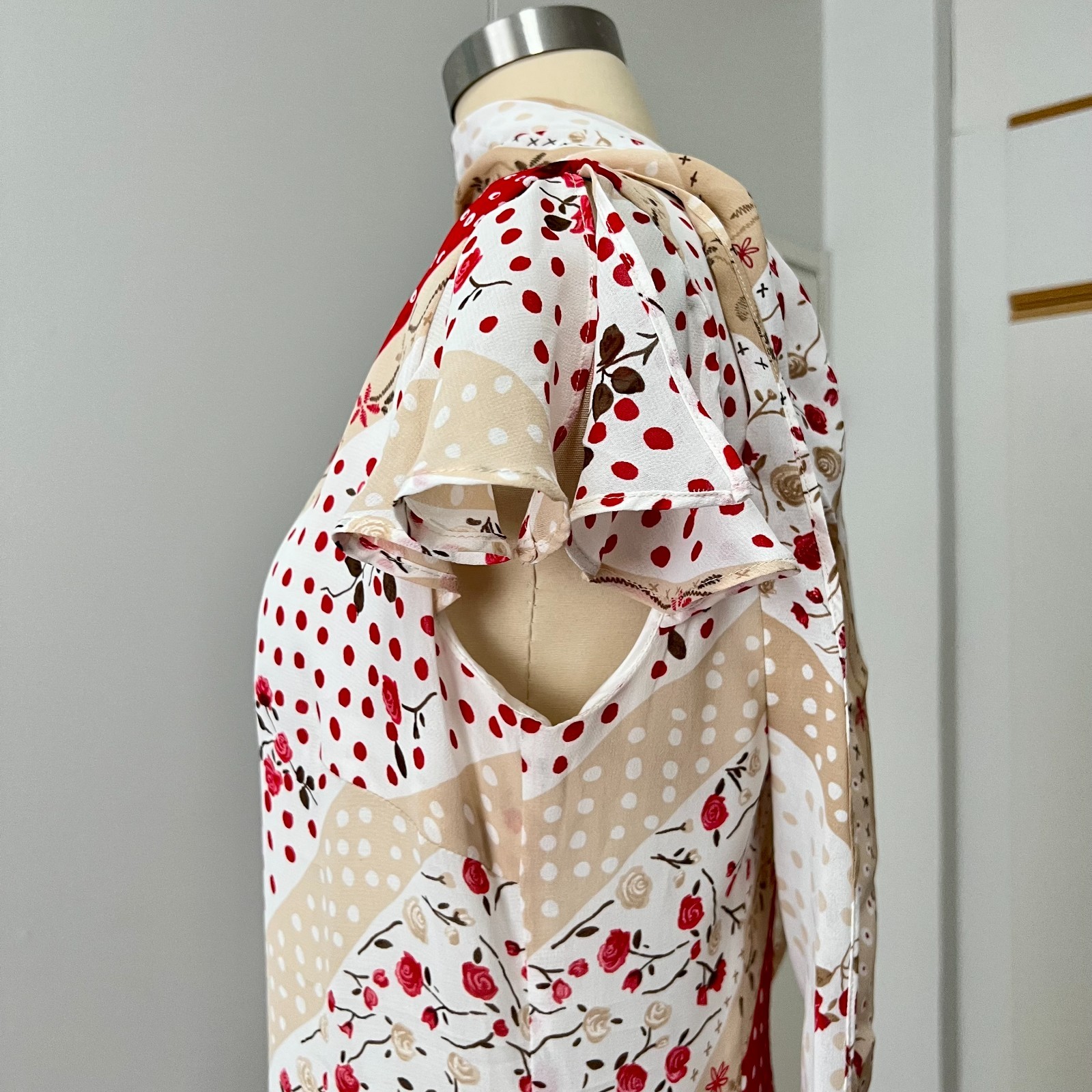 90s Bias Cut Maxi Dress w/Scarf French Vintage Floral Cottagecore Romantic Boho