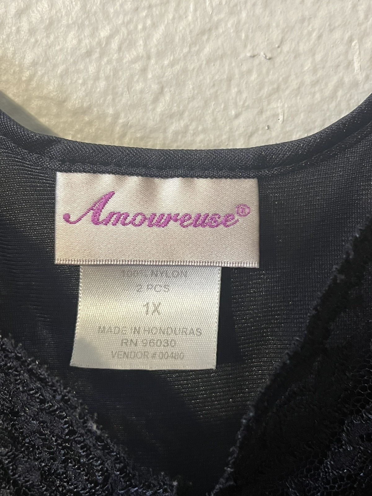 Vintage Lingerie Black Chemise with Black Lace Bodice Romantic Feminine Size 1X