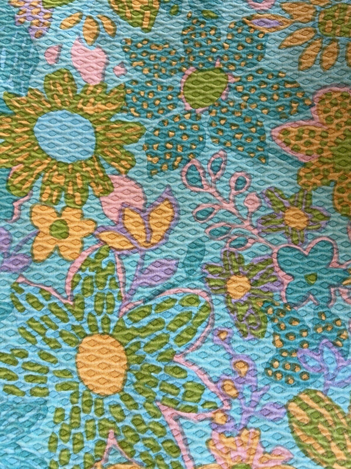 VTG 1960’s Green Pink Orange Damask Floral Shabby Chic Sun Mini Dress S M GREAT