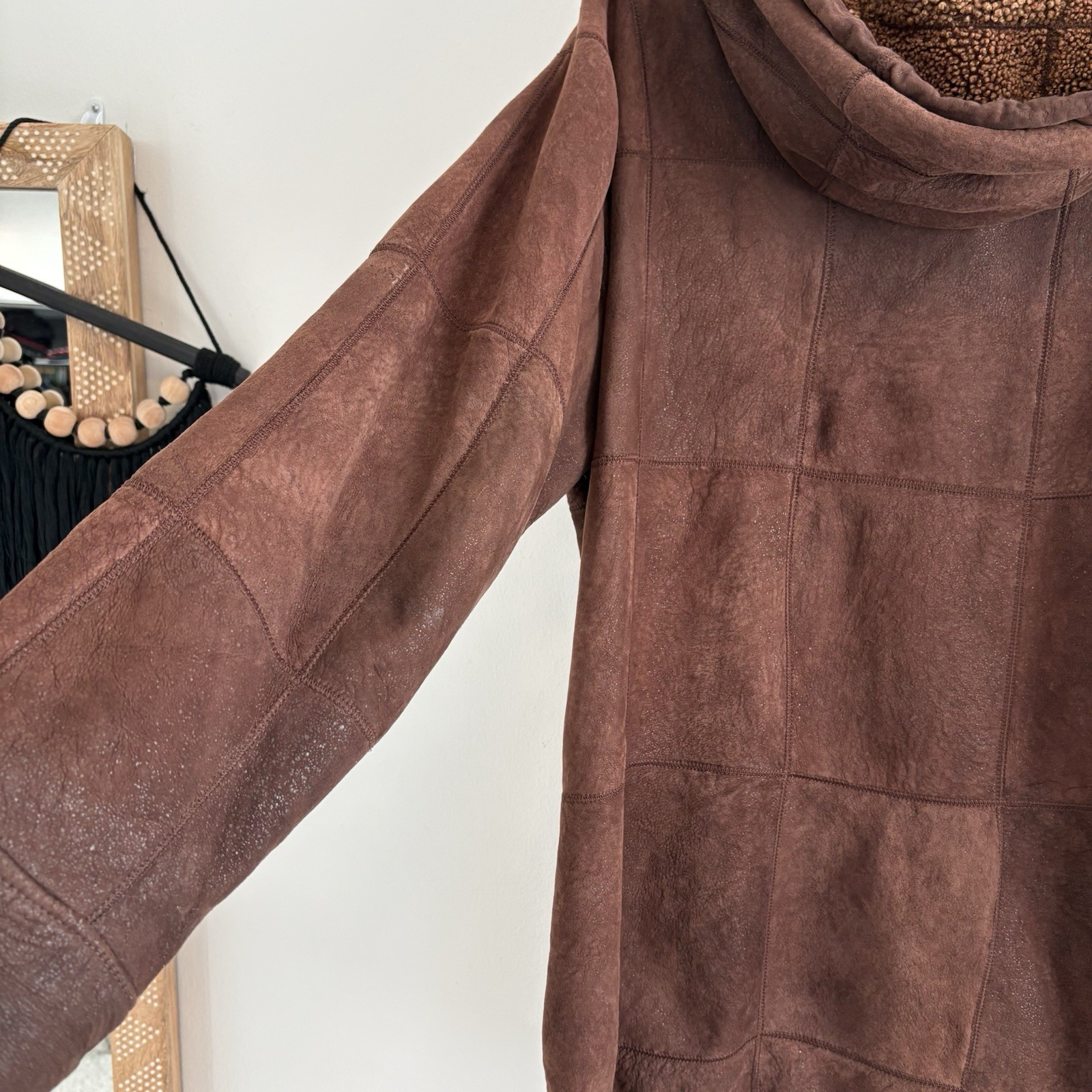 Vintage 70s Genuine Shearling Coat 100% Lambskin Brown Made in Uruguay Size 38 M