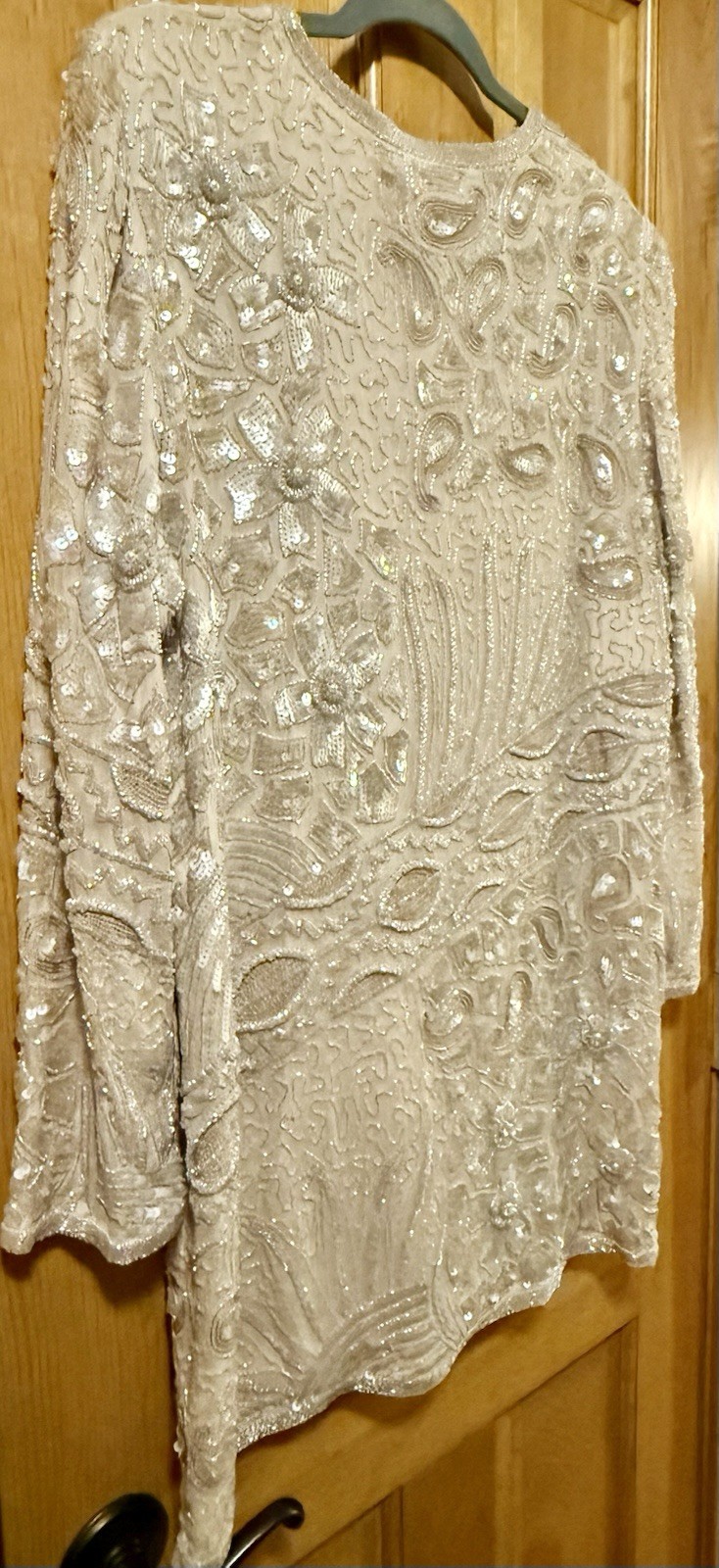 VTG JUDITH ANN CREATIONS Bead Sequin 100% Silk Jacket Sz Medium