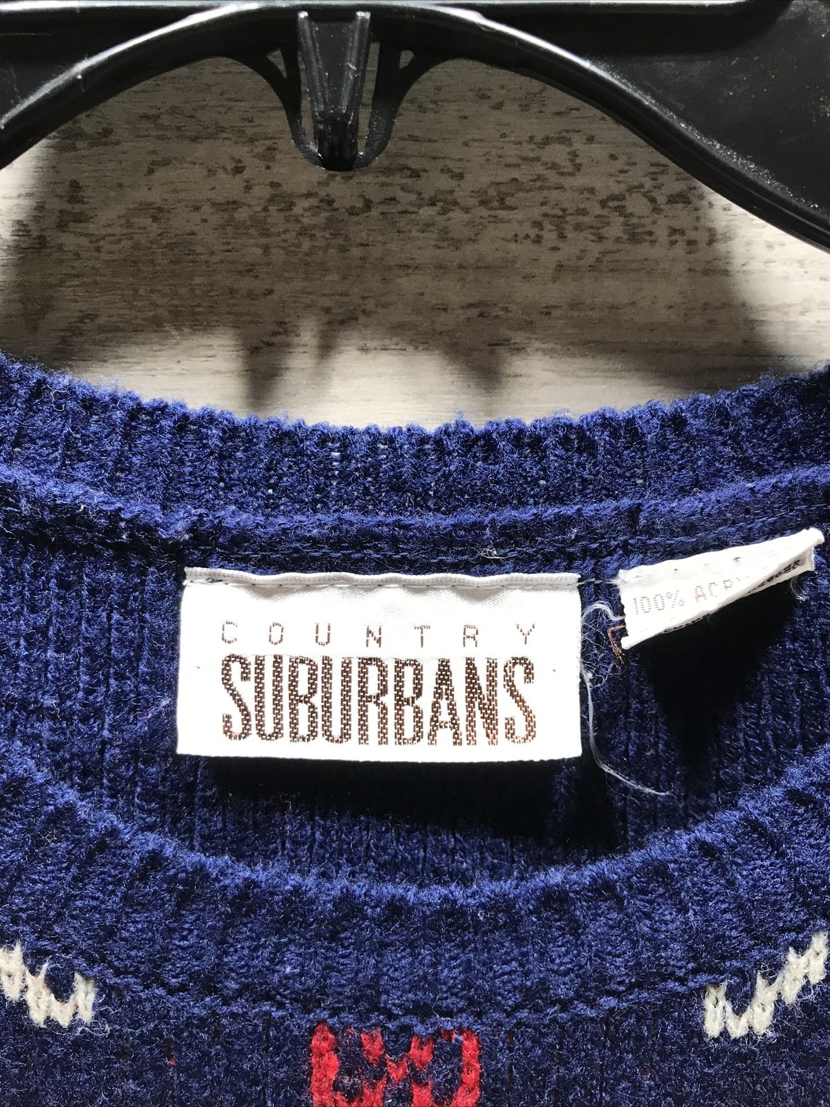 Country Suburbans Sz M Sweater Vest Blue Red Multicolored Vintage Retro