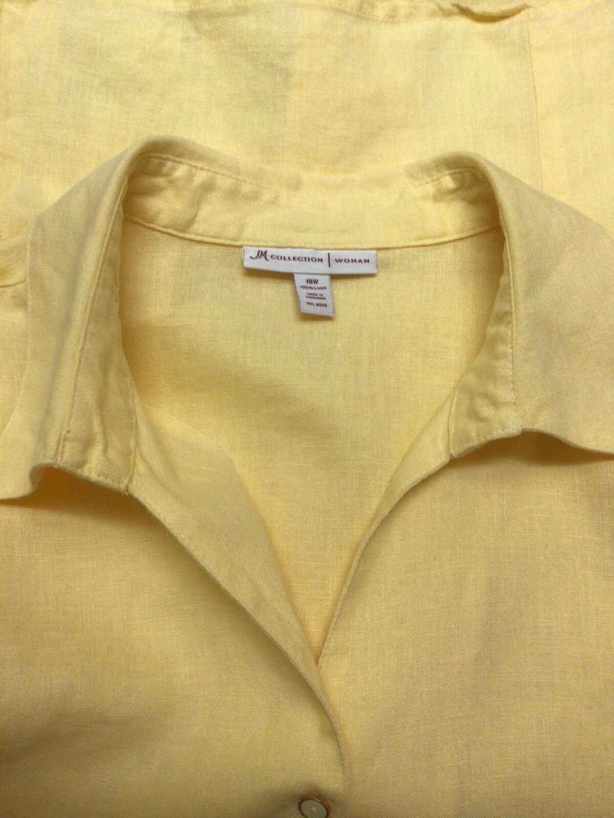 JM Collection Womans Plus 18W Blouse Yellow 3/4 Sleeve Detach Necklace Vintage