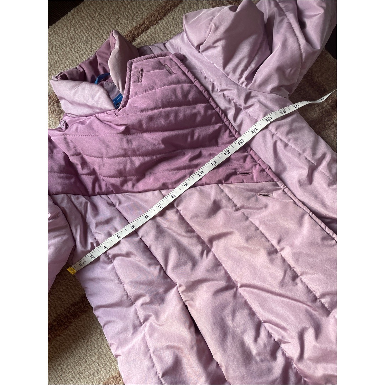 VTG 80s Rothschild Lavender Puffer Coat Asymmetric Colorblock Leg-O-Mutton