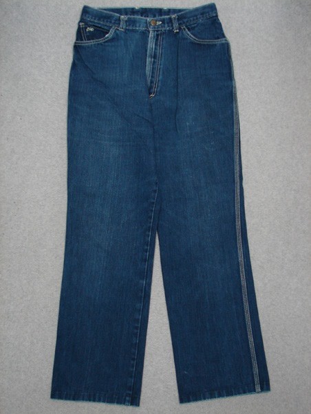 QI13443 VINTAGE 1970s HIGH WAIST CLASSIC FIT WOMENS JEANS 28×30 DARK BLUE